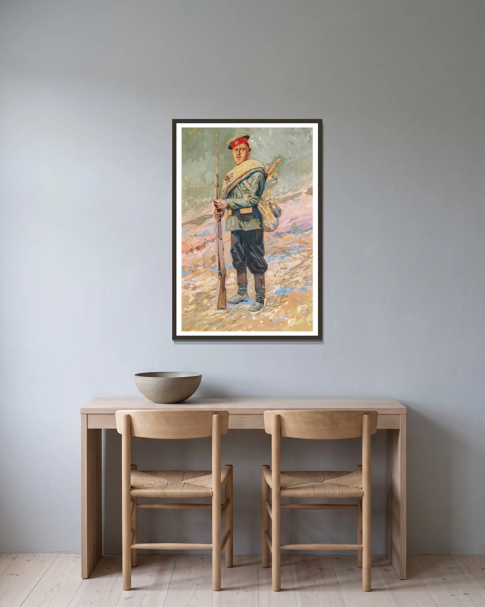 Russischer Infanterist av Franz Roubaud inramad på en vägg