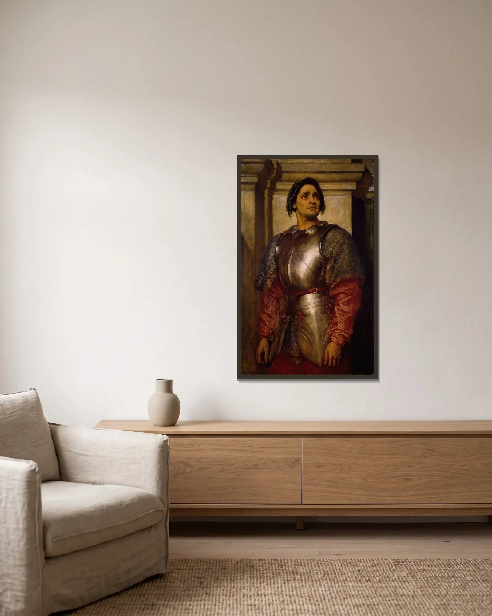 A Condottiere av Frederic Leighton inramad på en vägg