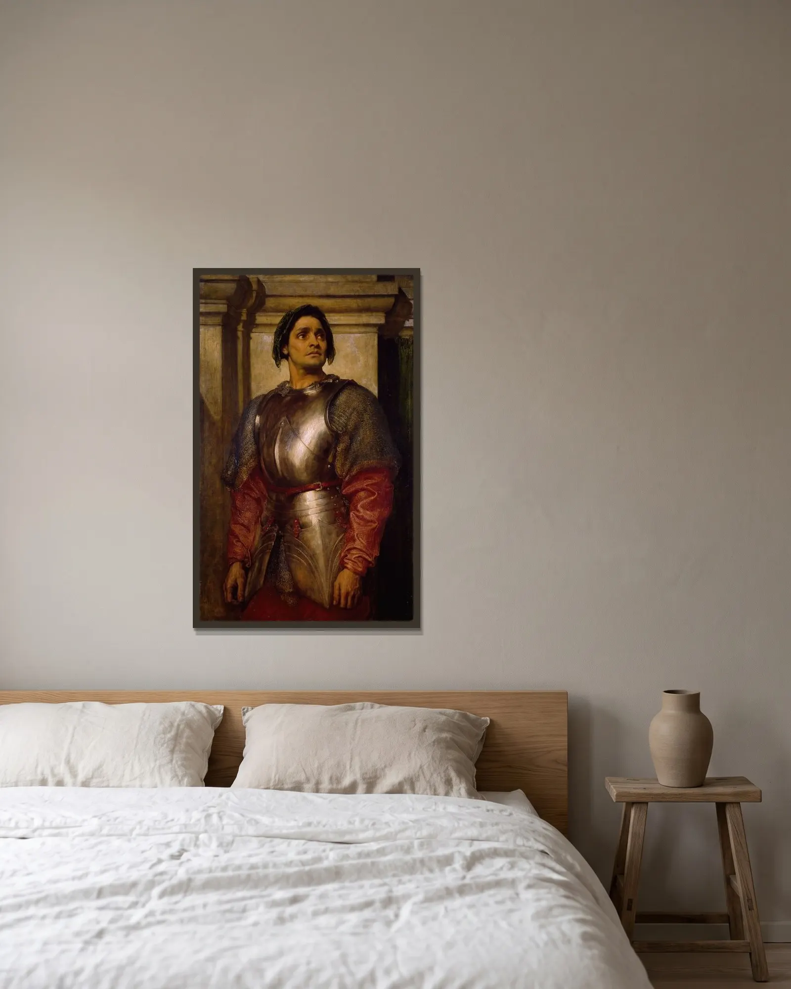 A Condottiere av Frederic Leighton inramad på en vägg