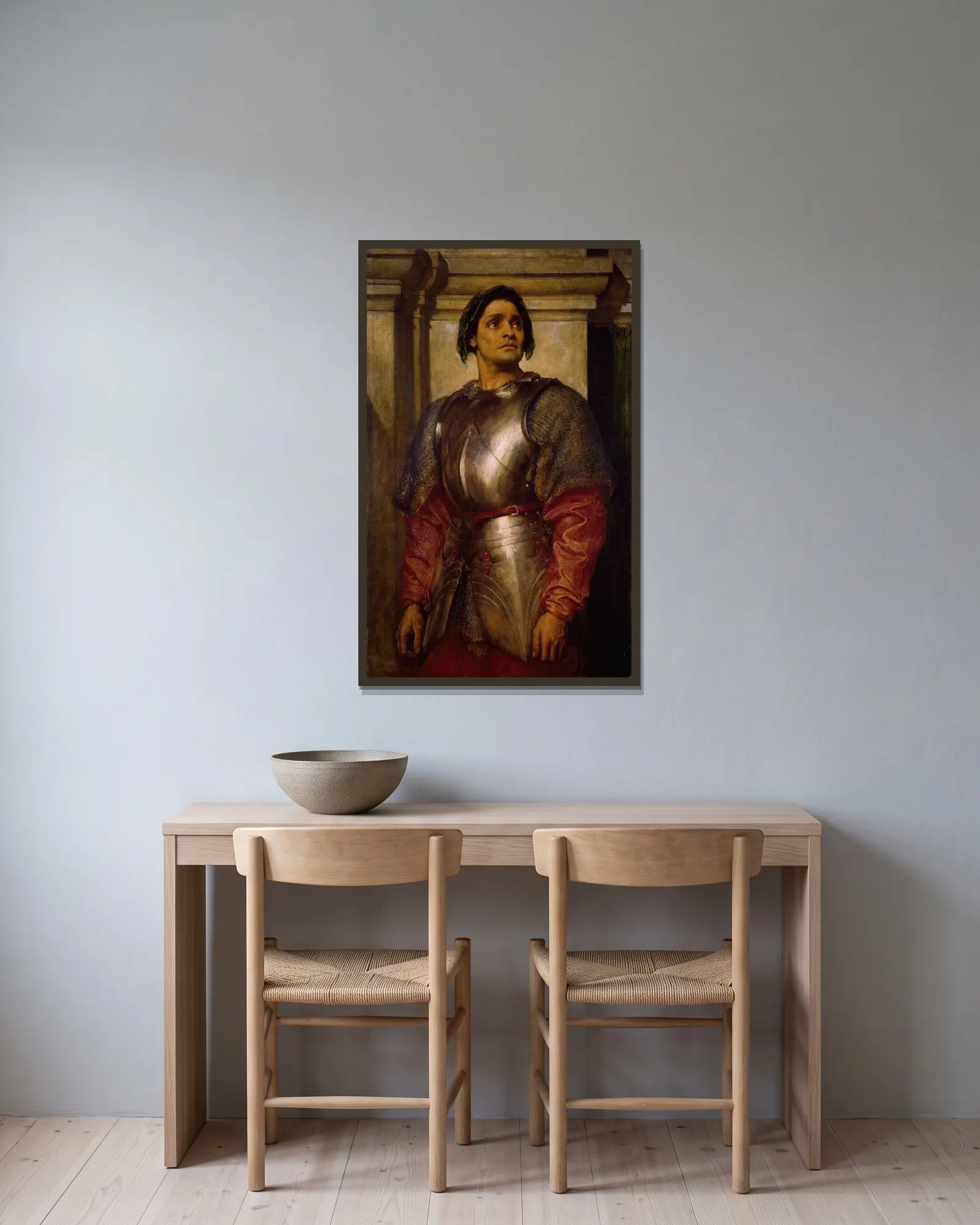 A Condottiere av Frederic Leighton inramad på en vägg