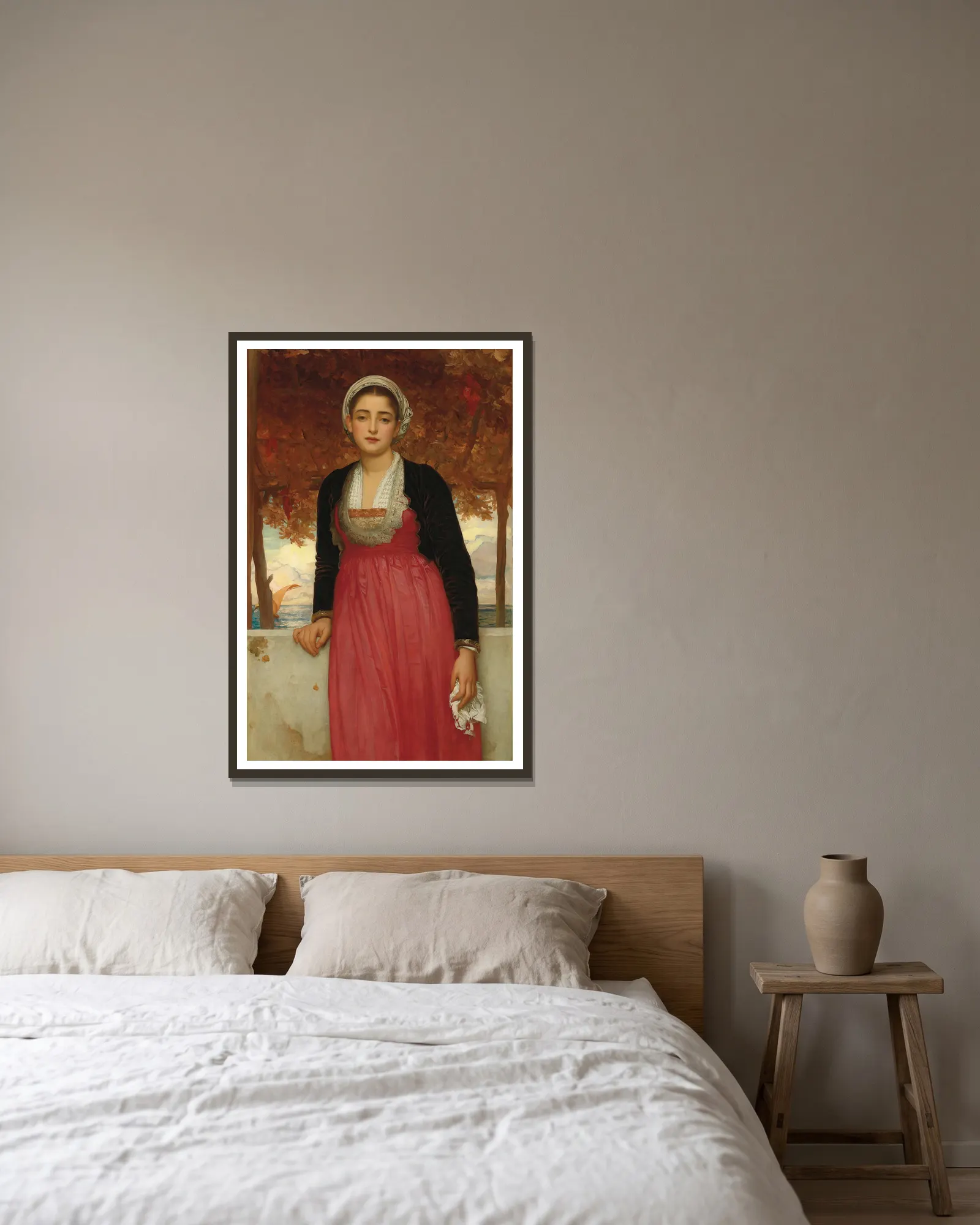 Amarilla av Frederic Leighton inramad på en vägg