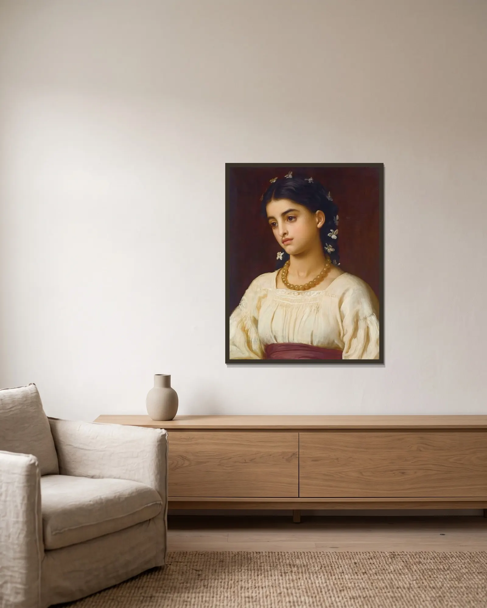 Catarina av Frederic Leighton inramad på en vägg