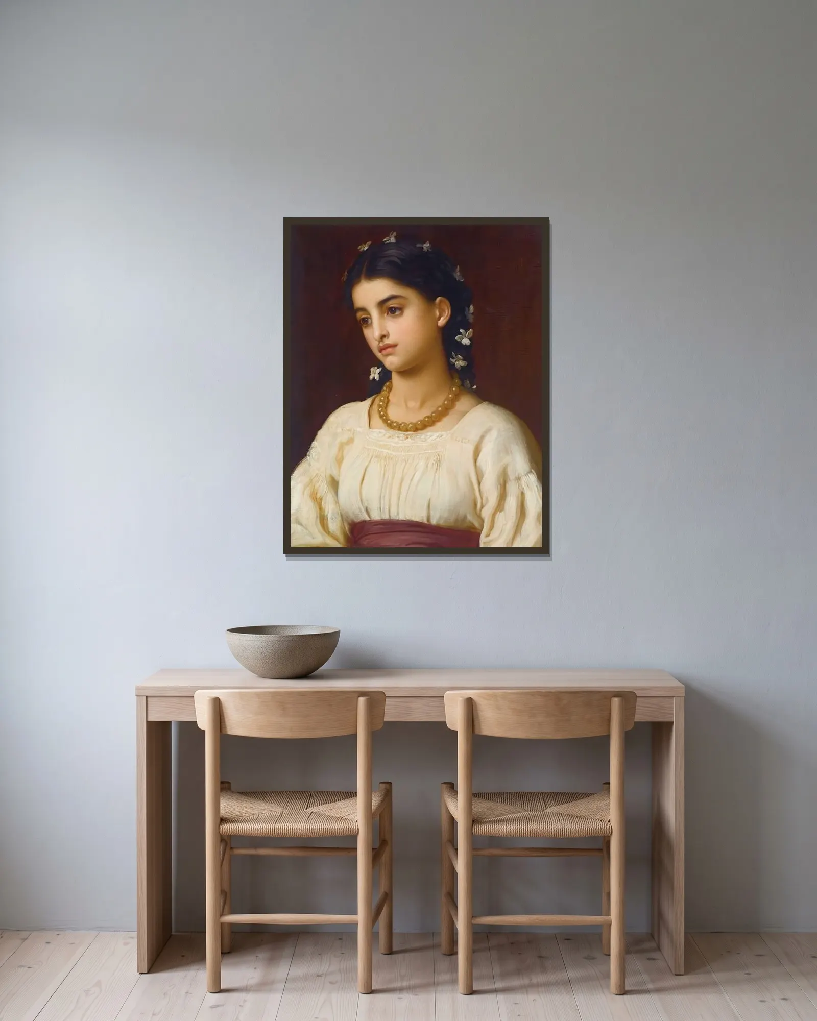 Catarina av Frederic Leighton inramad på en vägg