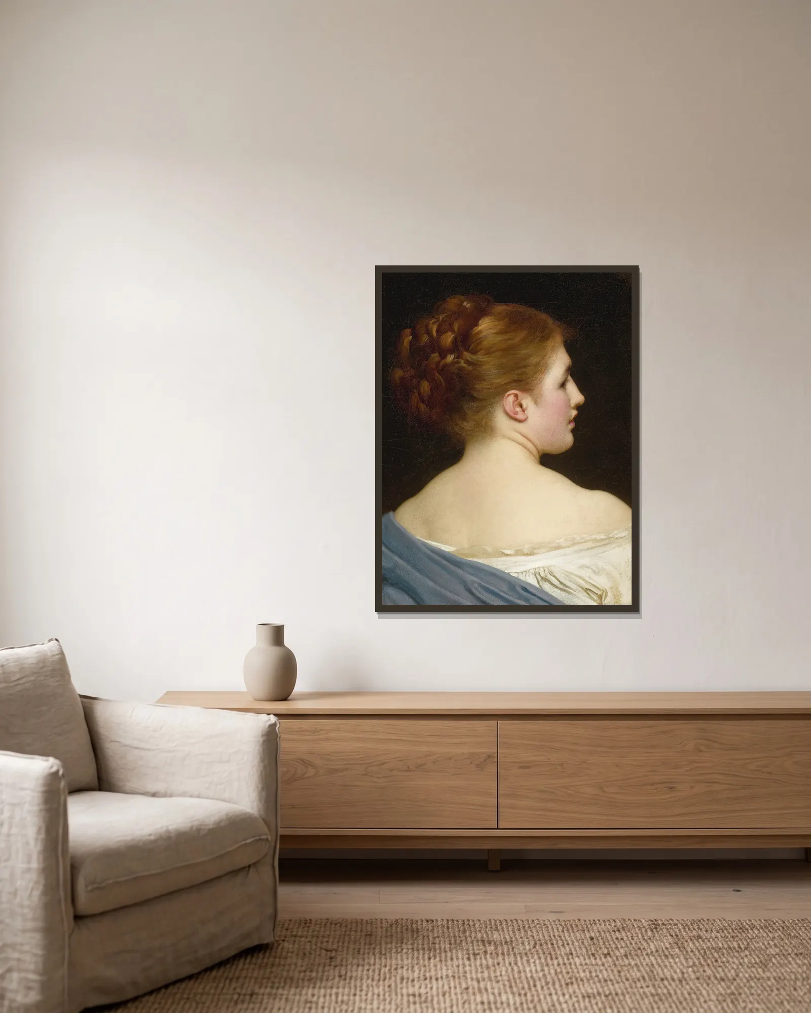 Lily av Frederic Leighton inramad på en vägg