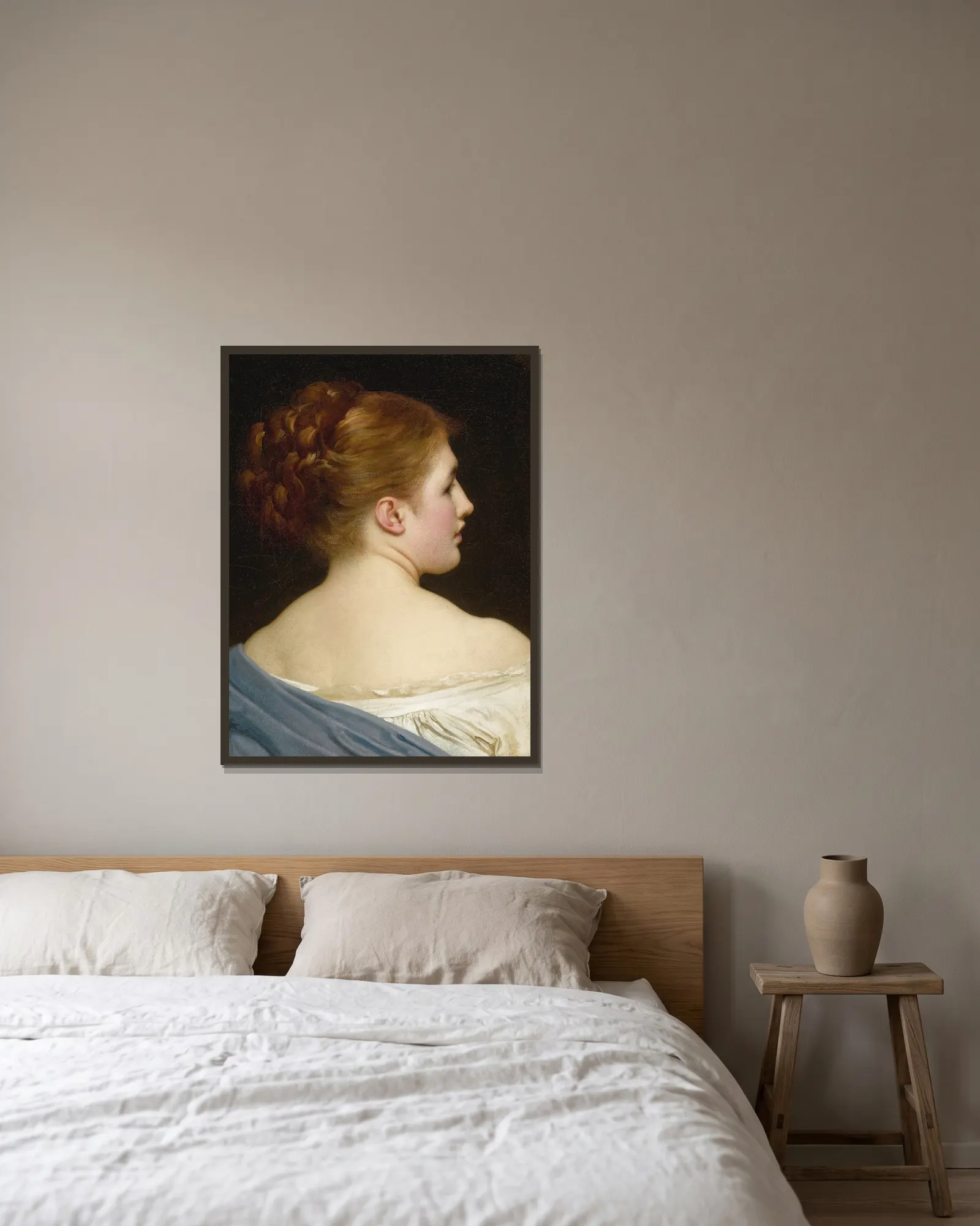 Lily av Frederic Leighton inramad på en vägg