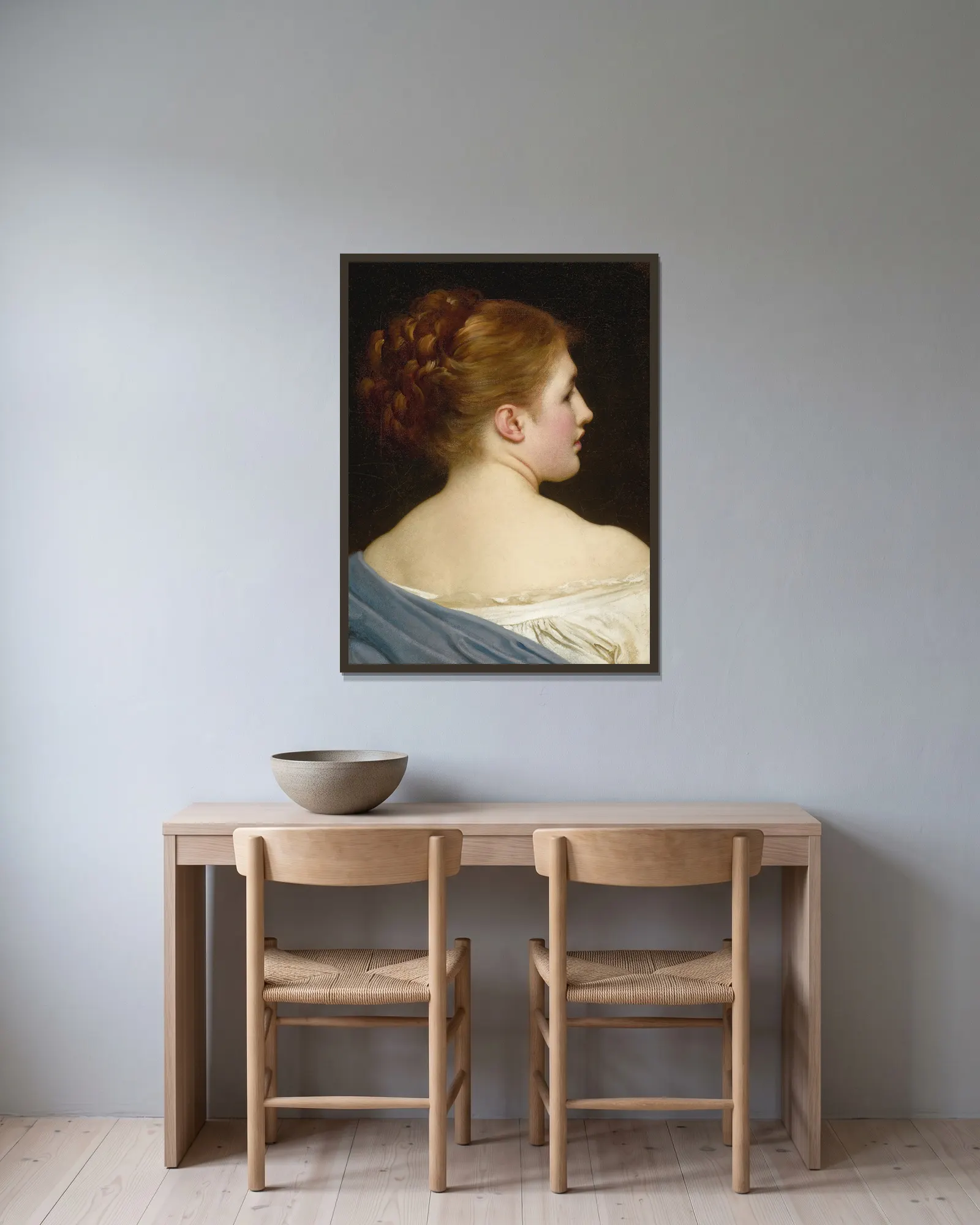 Lily av Frederic Leighton inramad på en vägg