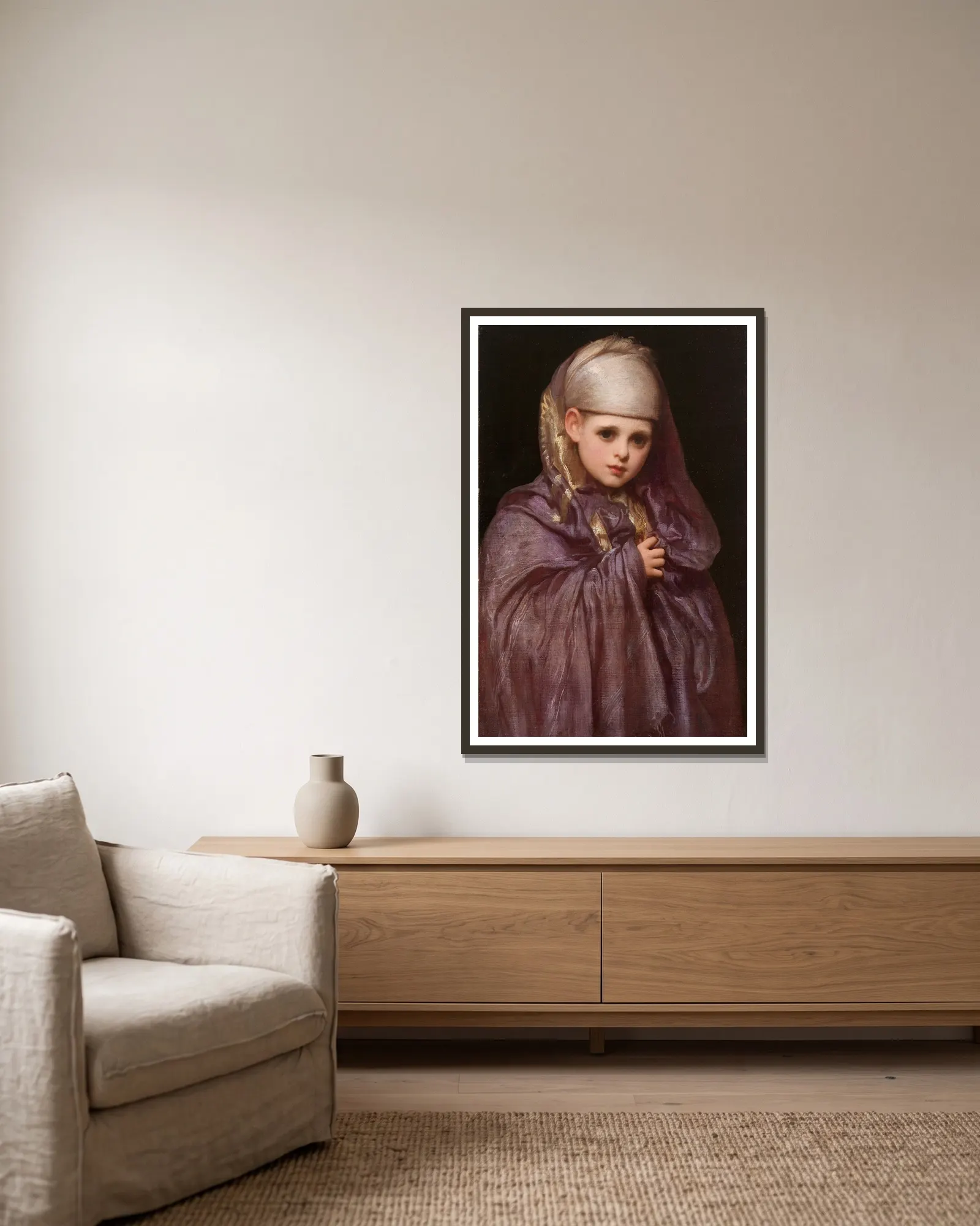Little Fatima av Frederic Leighton inramad på en vägg