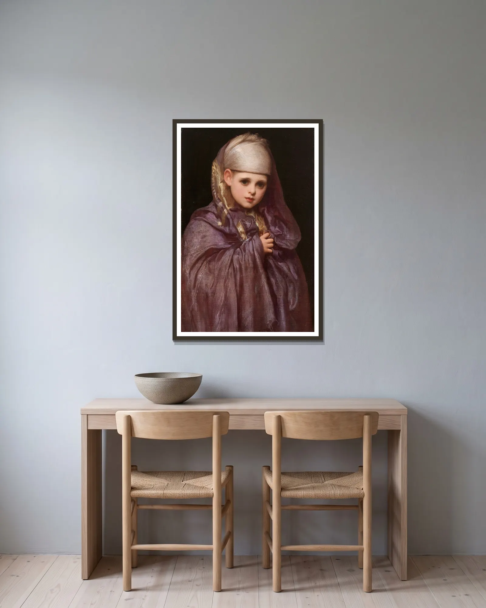 Little Fatima av Frederic Leighton inramad på en vägg