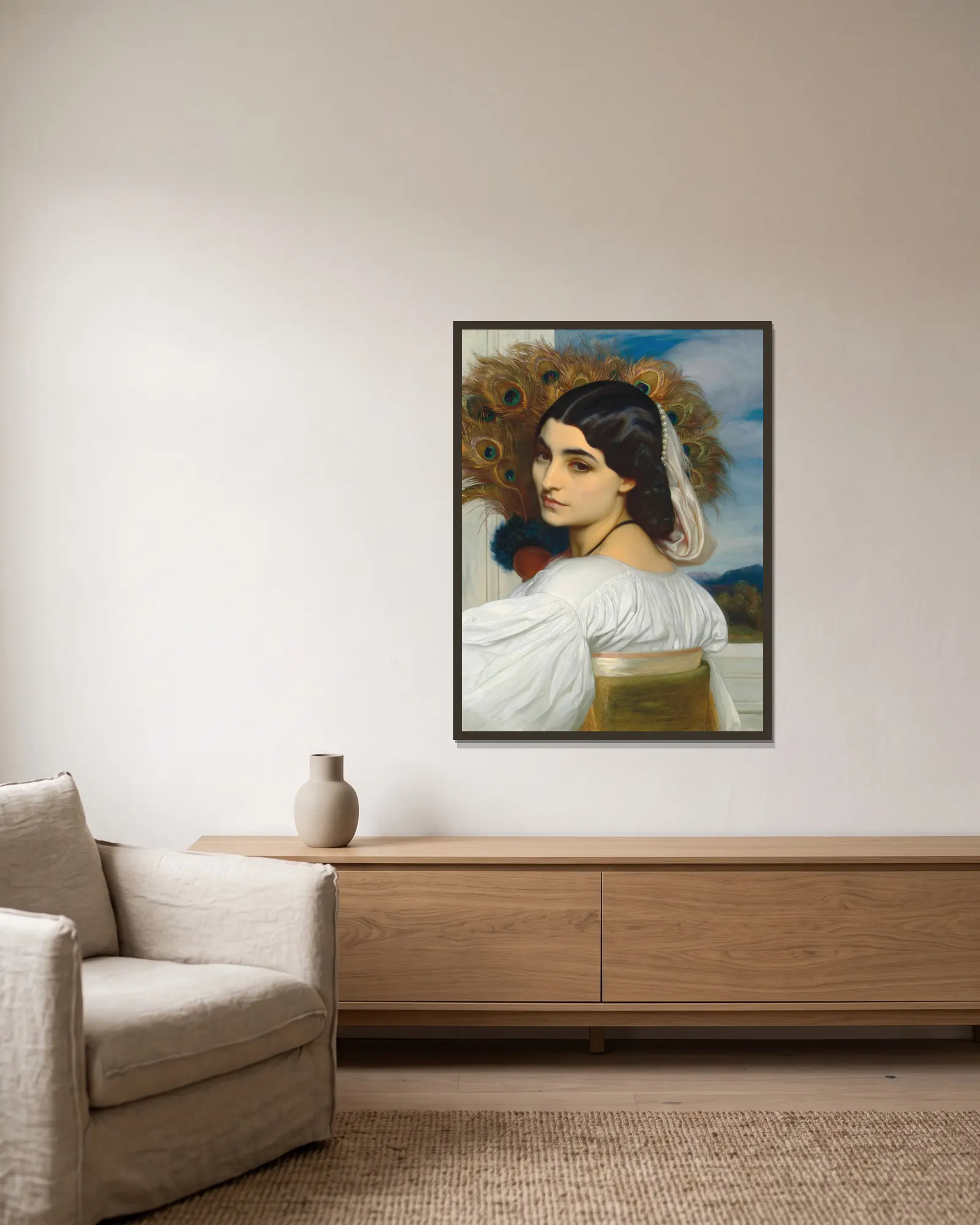 Pavonia av Frederic Leighton inramad på en vägg