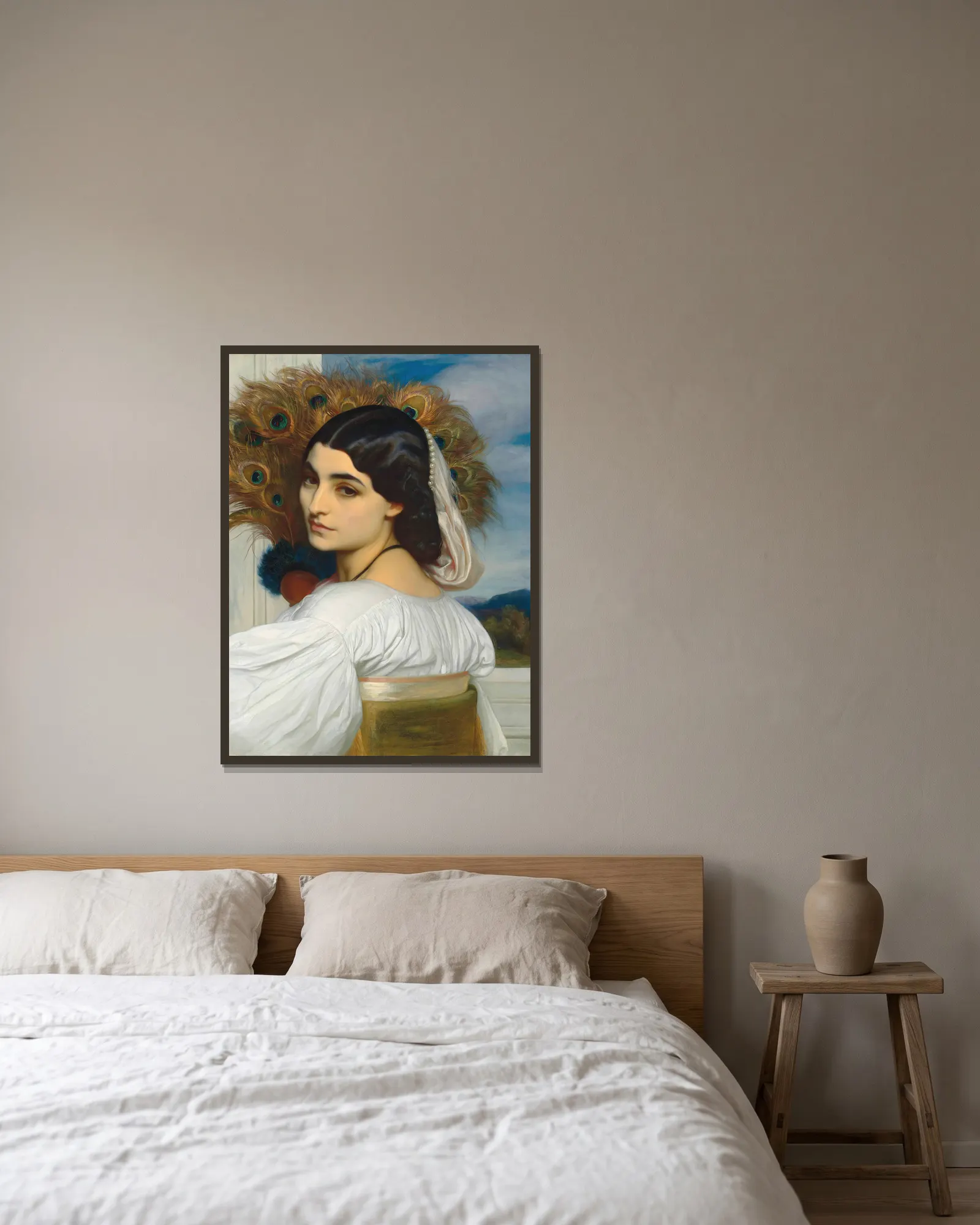 Pavonia av Frederic Leighton inramad på en vägg