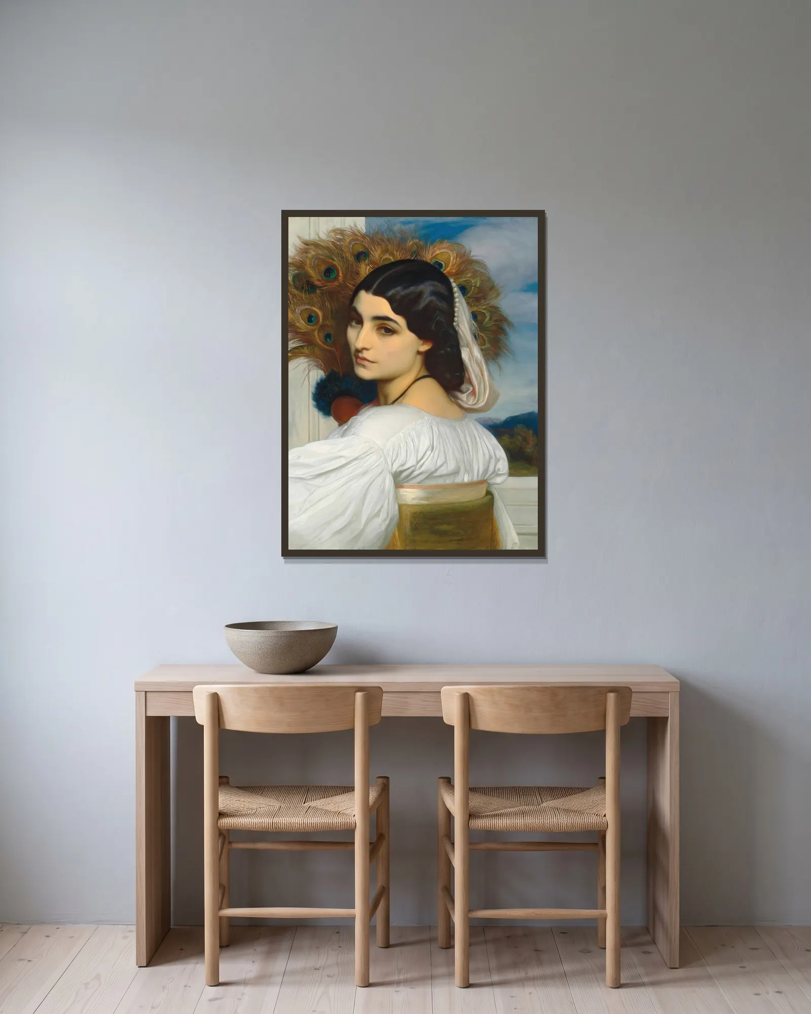 Pavonia av Frederic Leighton inramad på en vägg