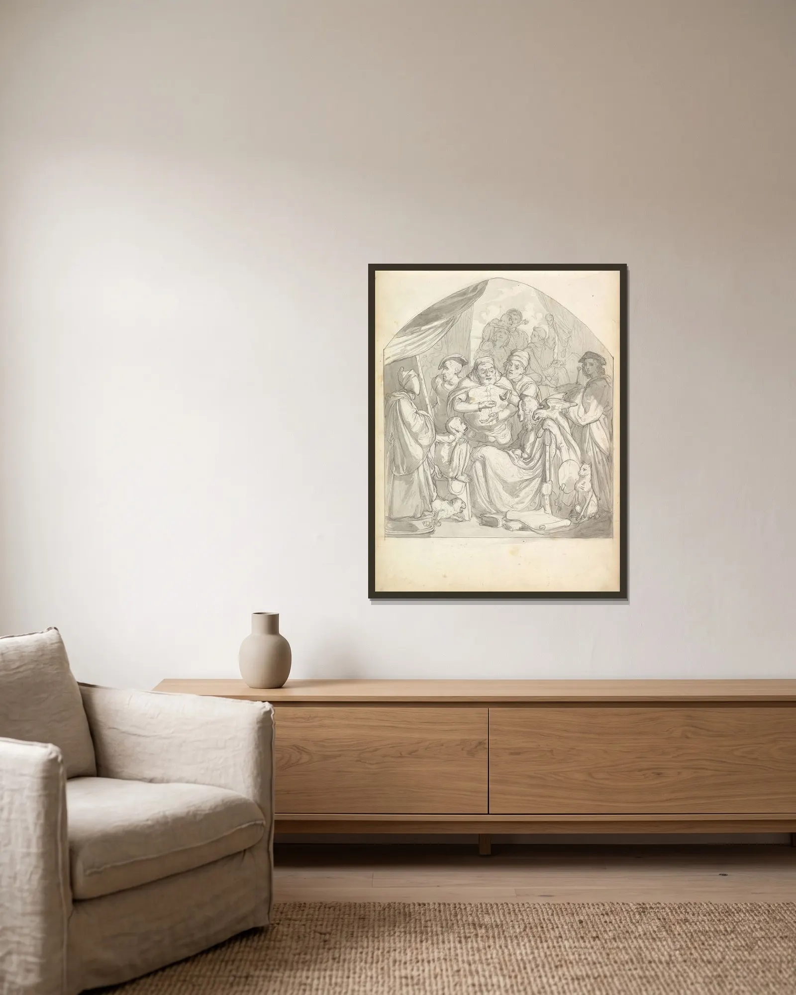 Scene in an Artist’s Studio av Frederic Leighton inramad på en vägg