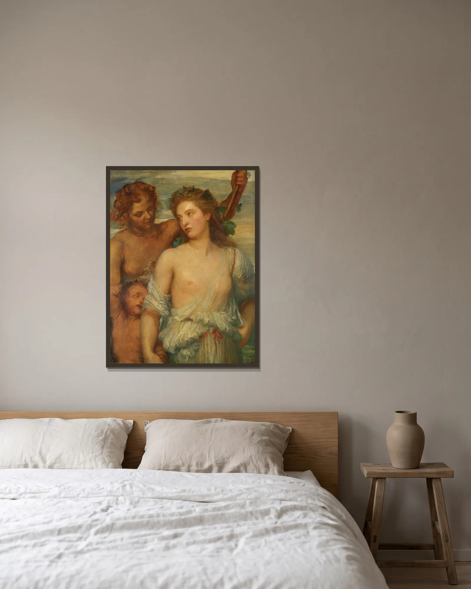 A Bacchante av George Frederic Watts inramad på en vägg