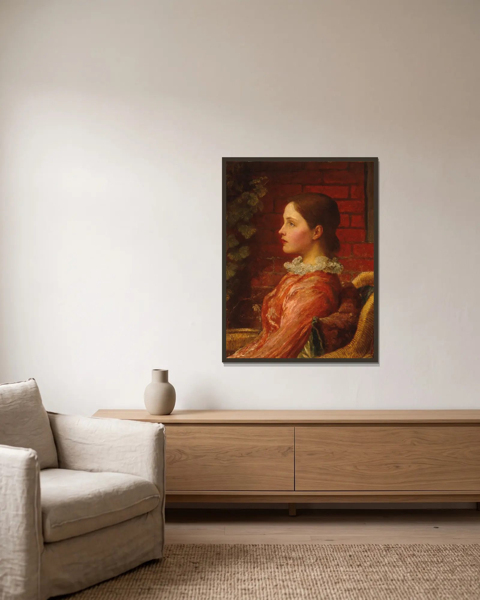 Alice av George Frederic Watts inramad på en vägg