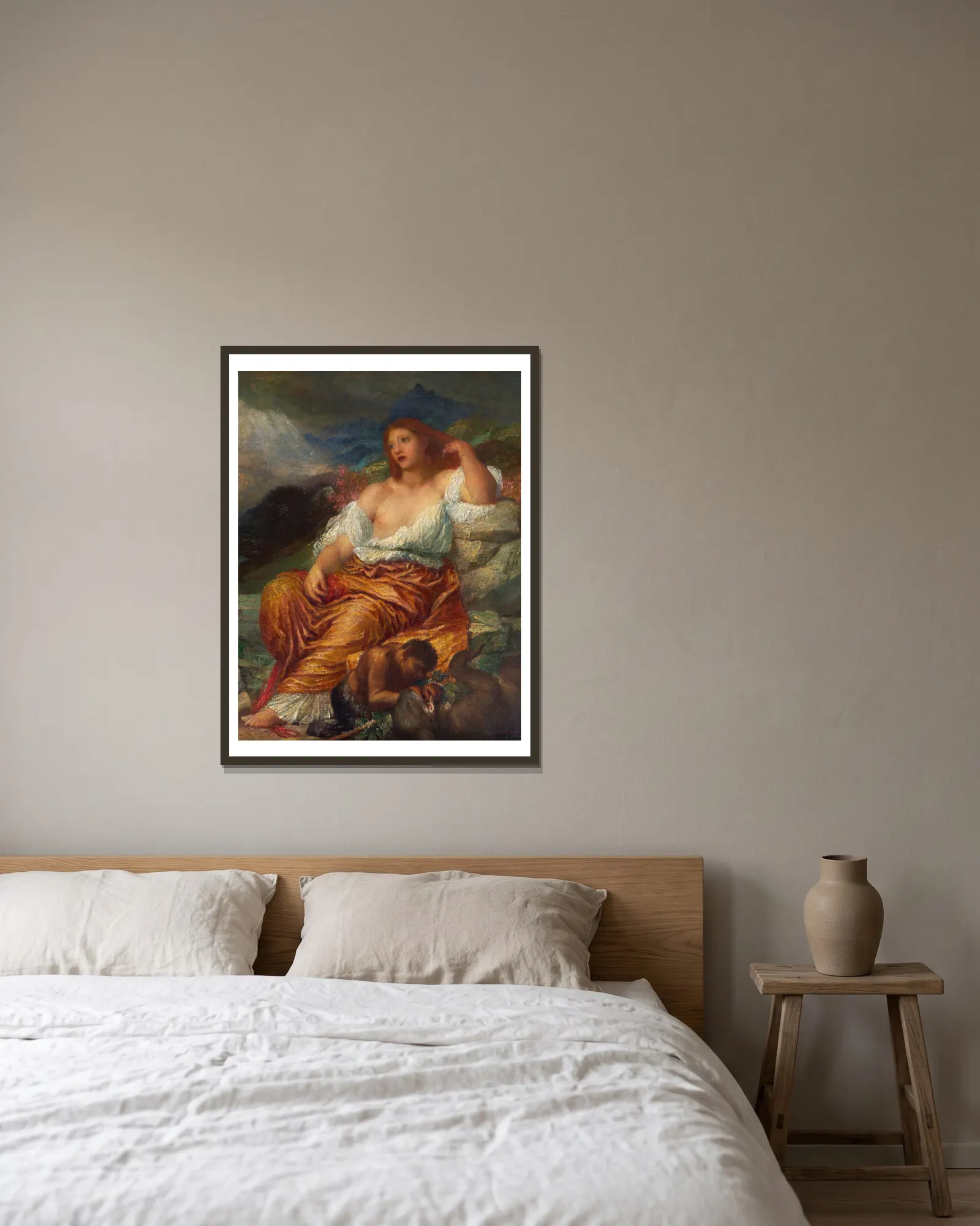 Ariadne av George Frederic Watts inramad på en vägg