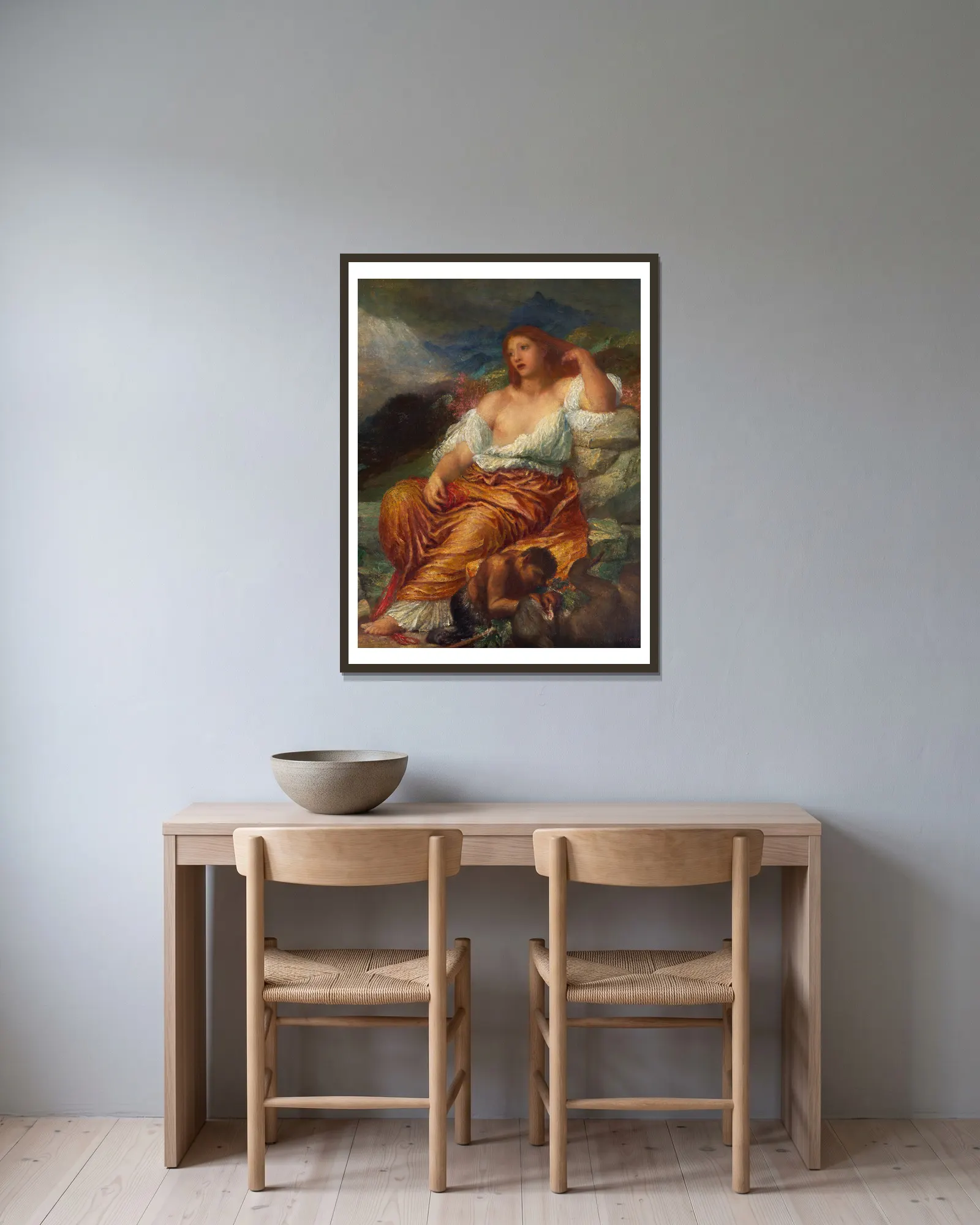 Ariadne av George Frederic Watts inramad på en vägg