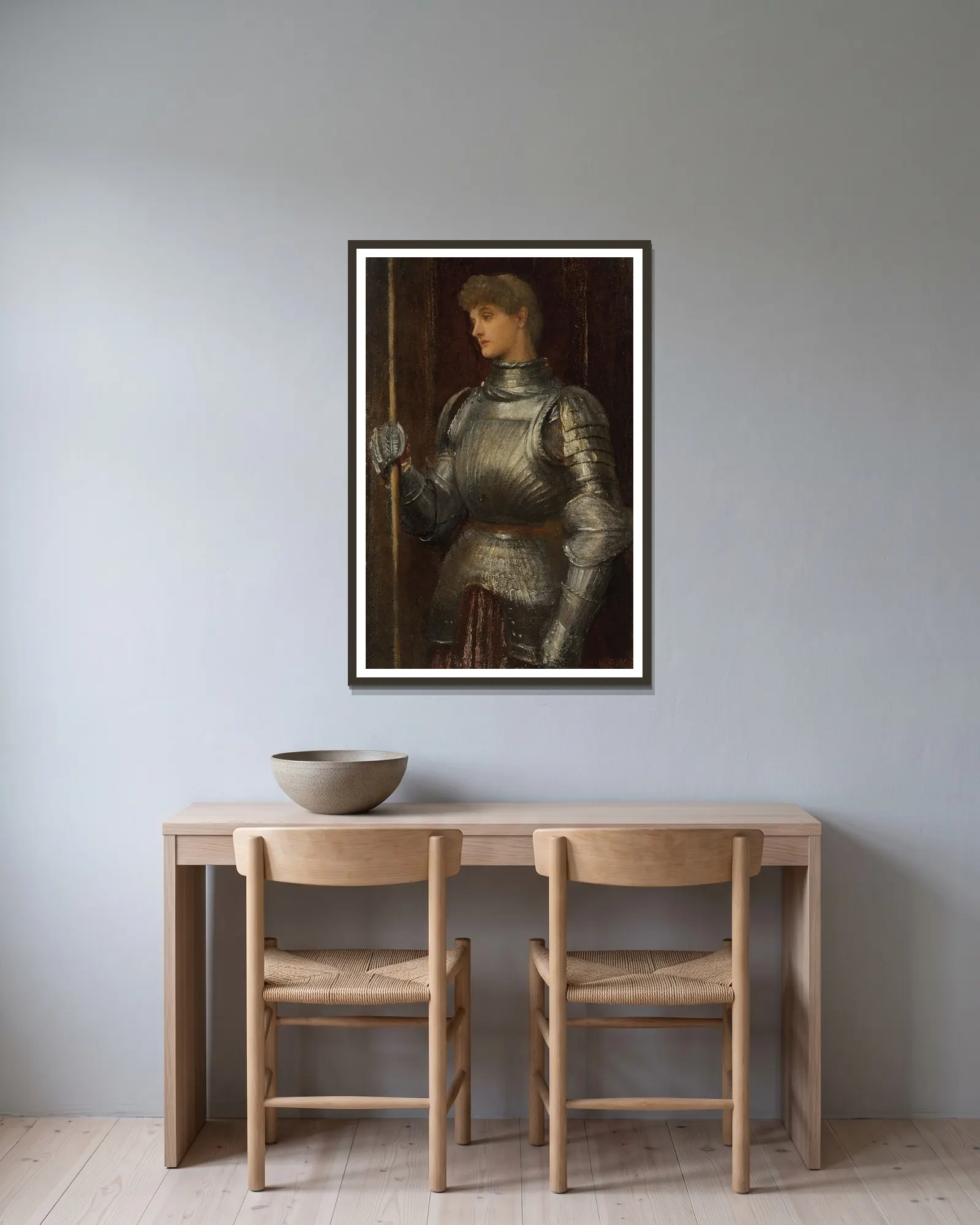 Joan of Arc av George Frederic Watts inramad på en vägg