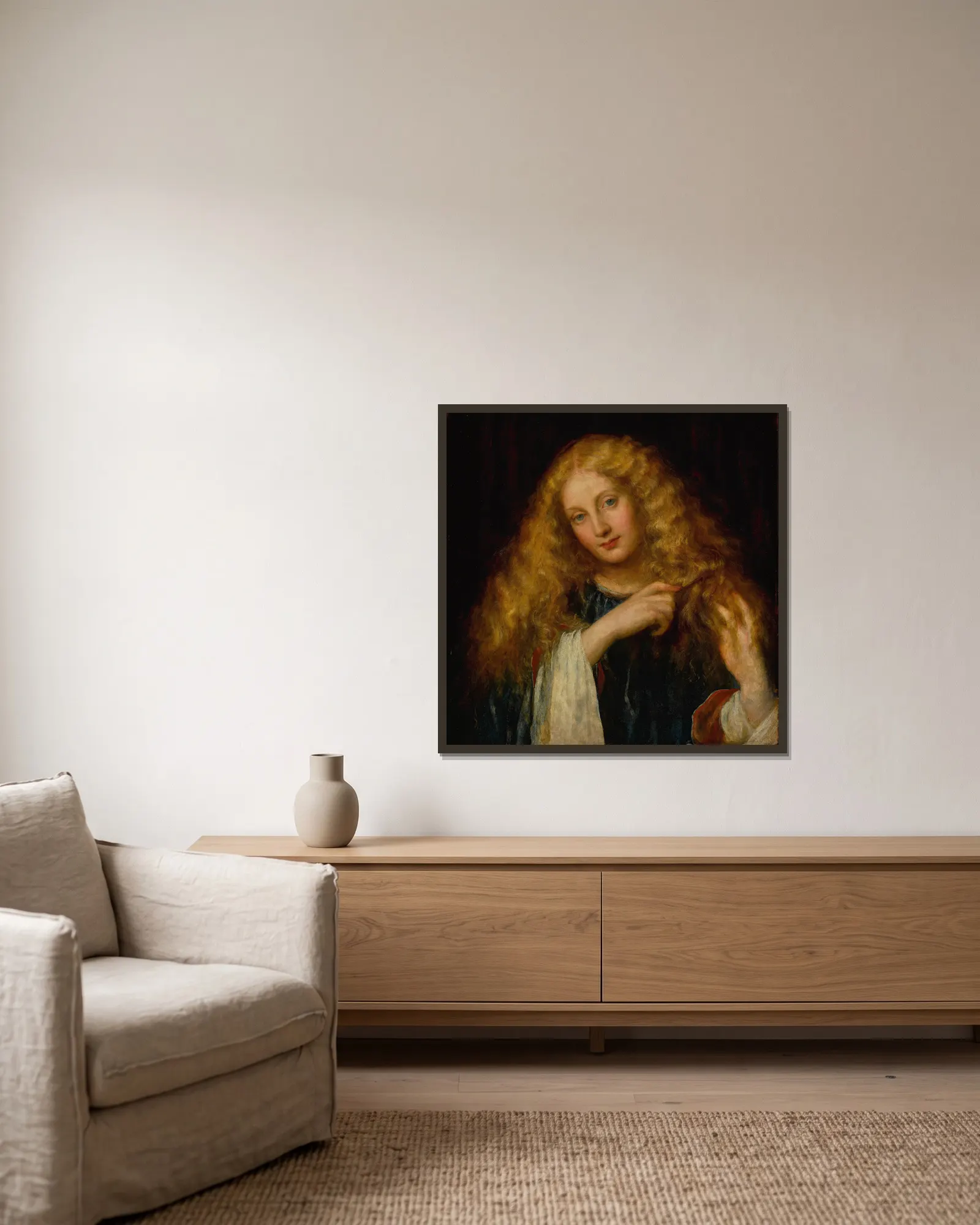 Undine av George Frederic Watts inramad på en vägg