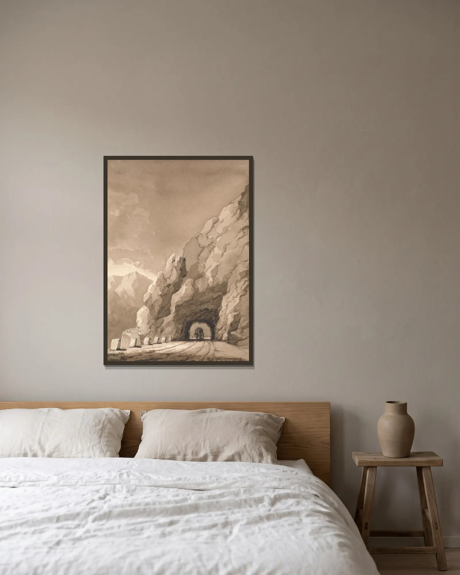Mountain Road av Frederick Catherwood inramad på en vägg