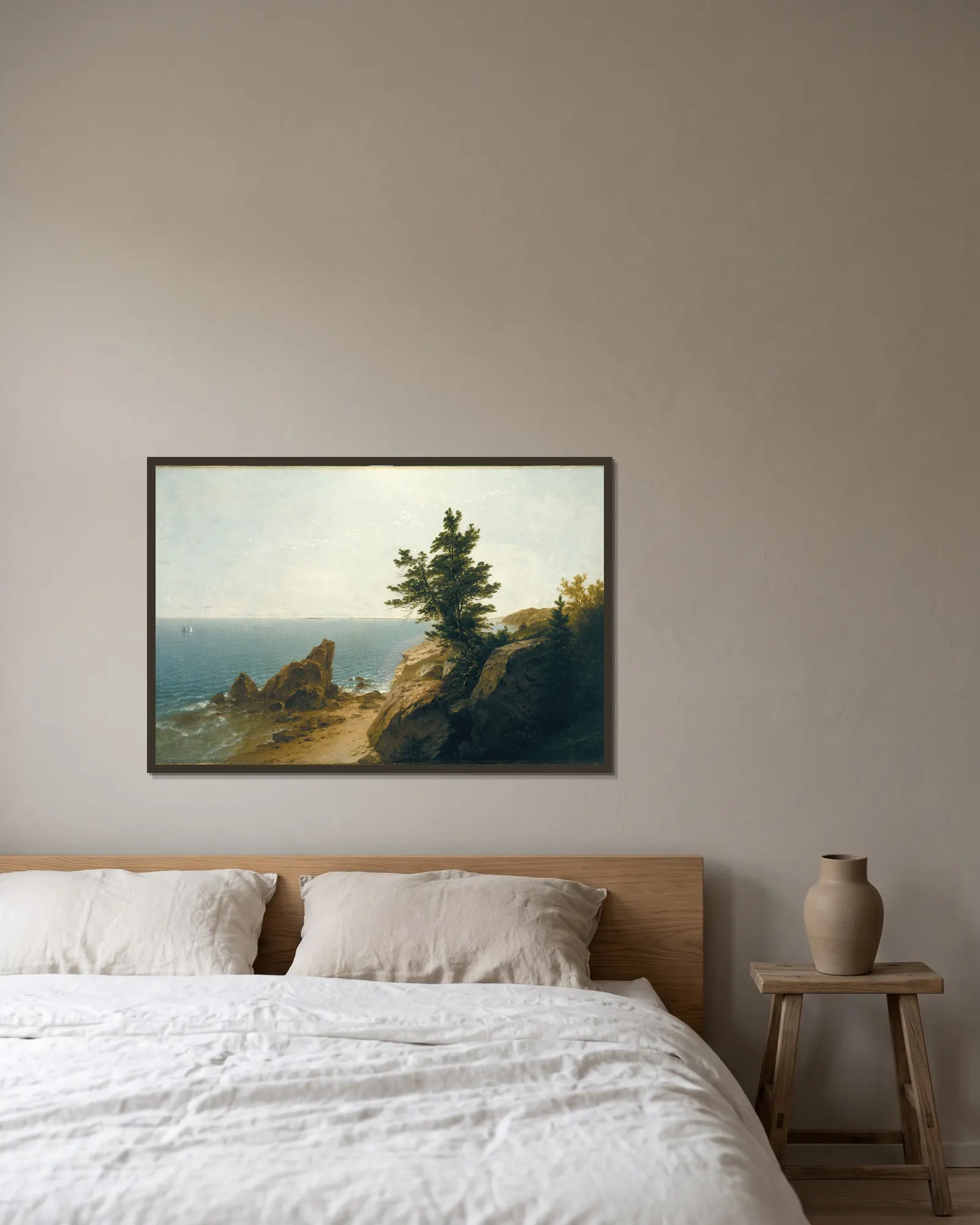 Coast Scene av John Frederick Kensett inramad på en vägg