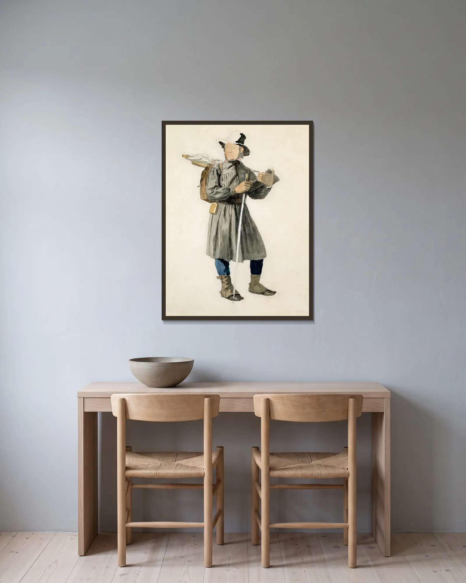 Standing Artist av John Frederick Kensett inramad på en vägg
