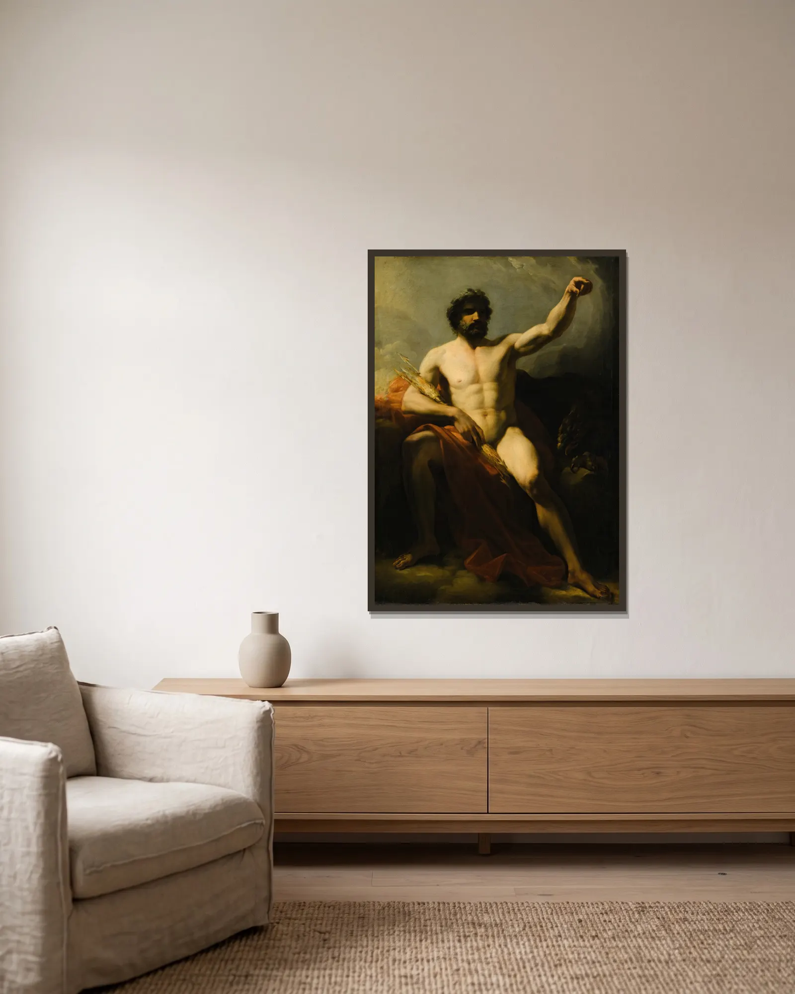 Jupiter av Heinrich Friedrich Füger inramad på en vägg