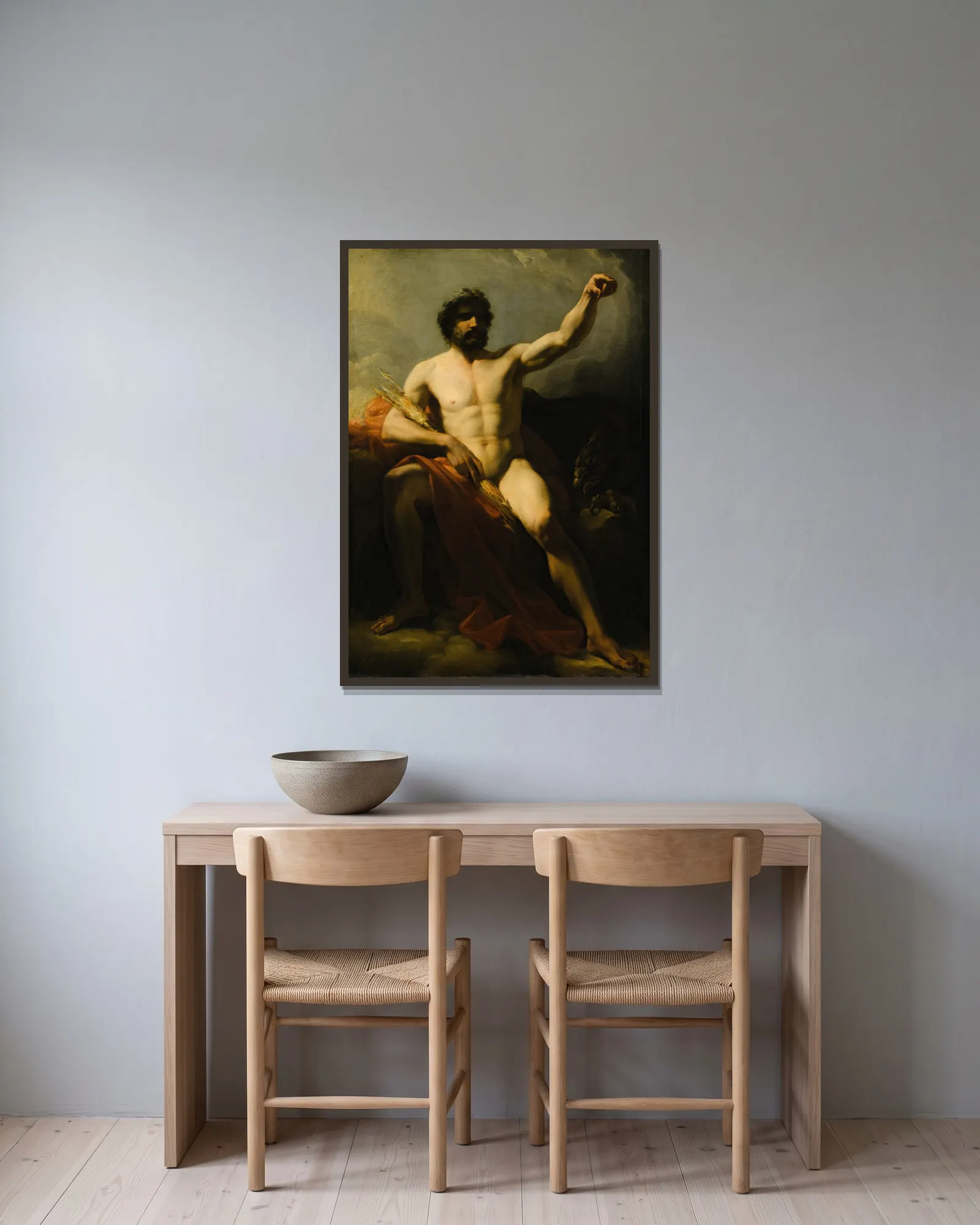 Jupiter av Heinrich Friedrich Füger inramad på en vägg