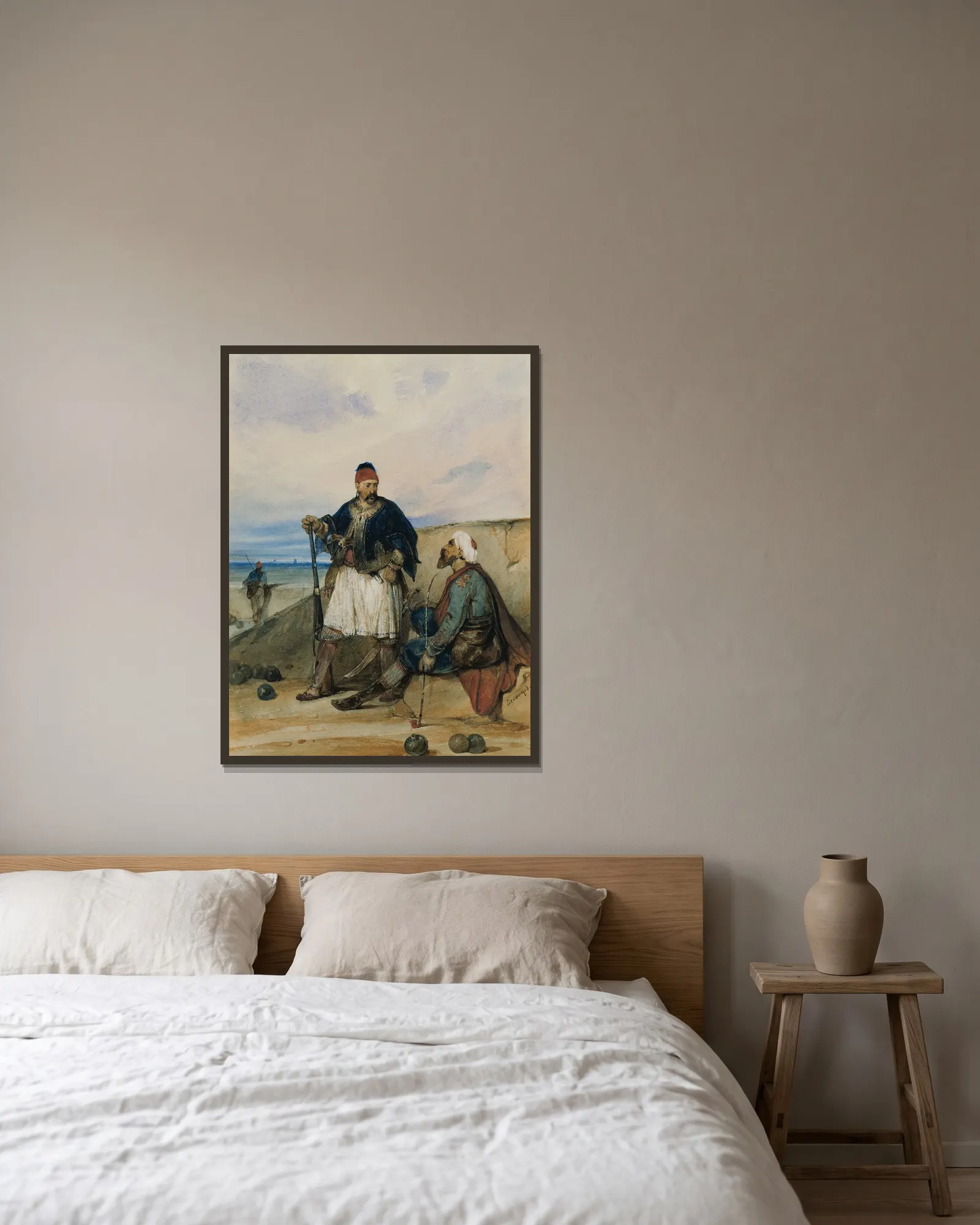Eastern Soldiers av Alexandre-Gabriel Decamps inramad på en vägg