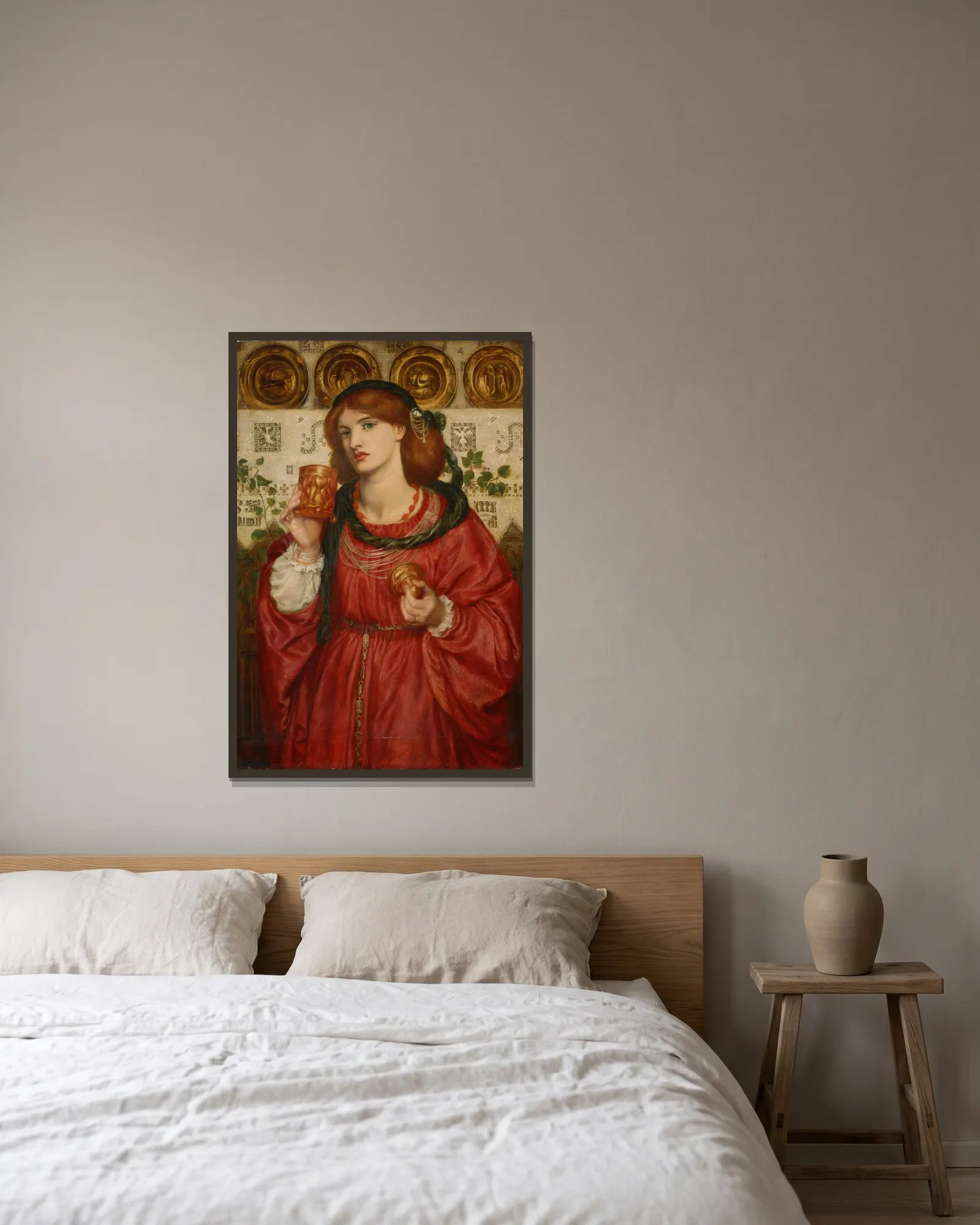 The Loving Cup – nr 2 av Dante Gabriel Rossetti inramad på en vägg