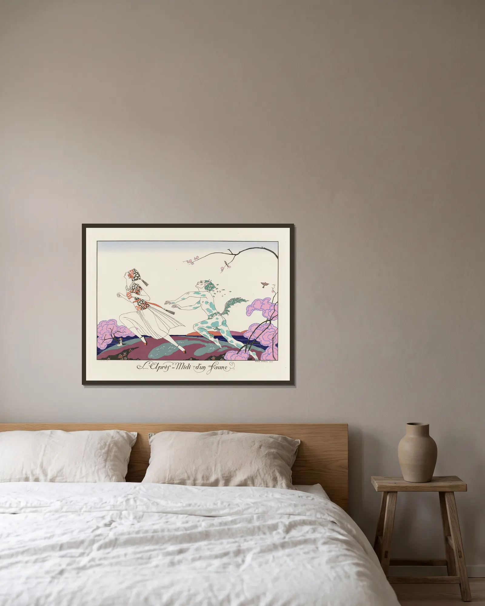 L’Après-Midi d’un faune av George Barbier inramad på en vägg