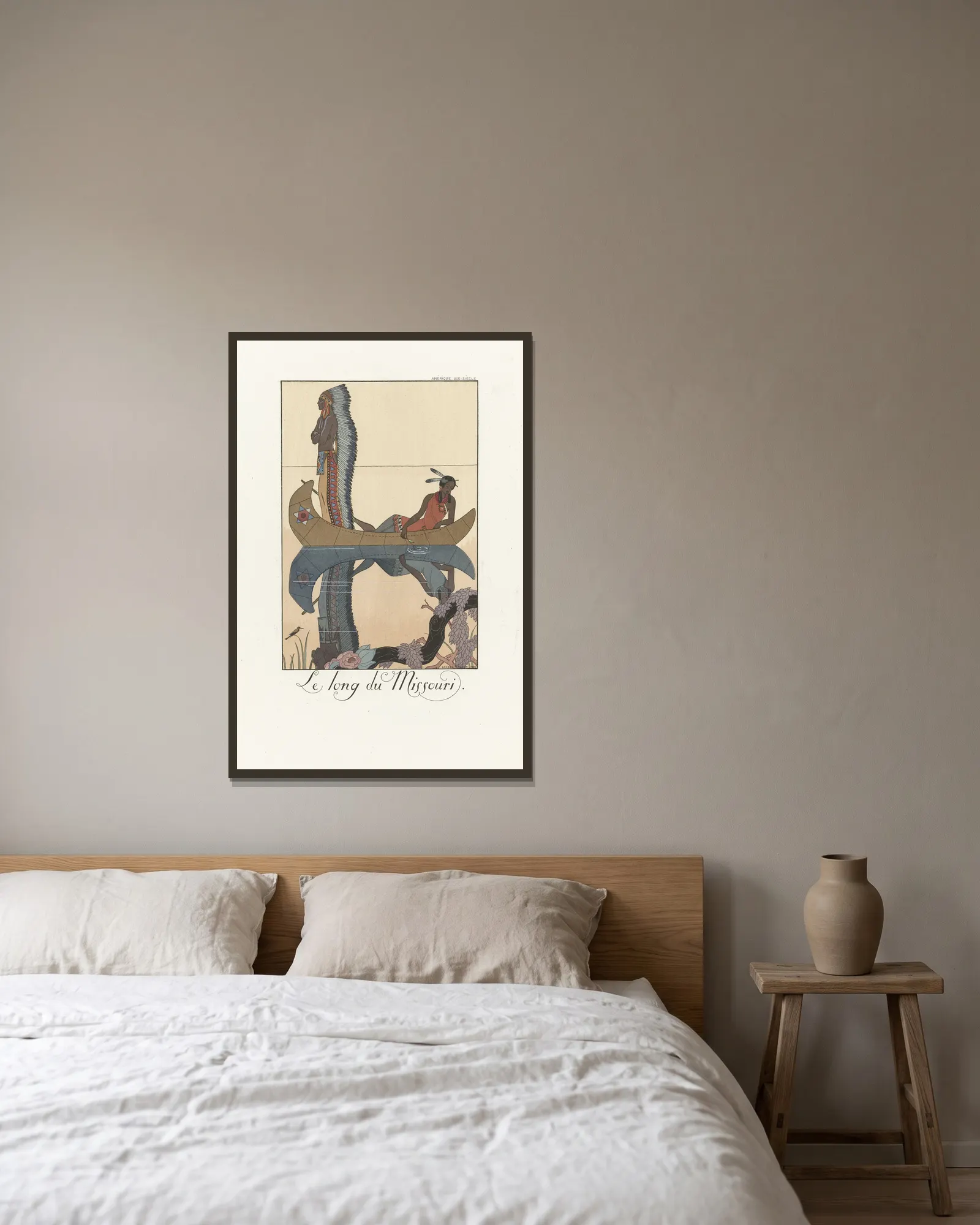 Le long du Missouri av George Barbier inramad på en vägg