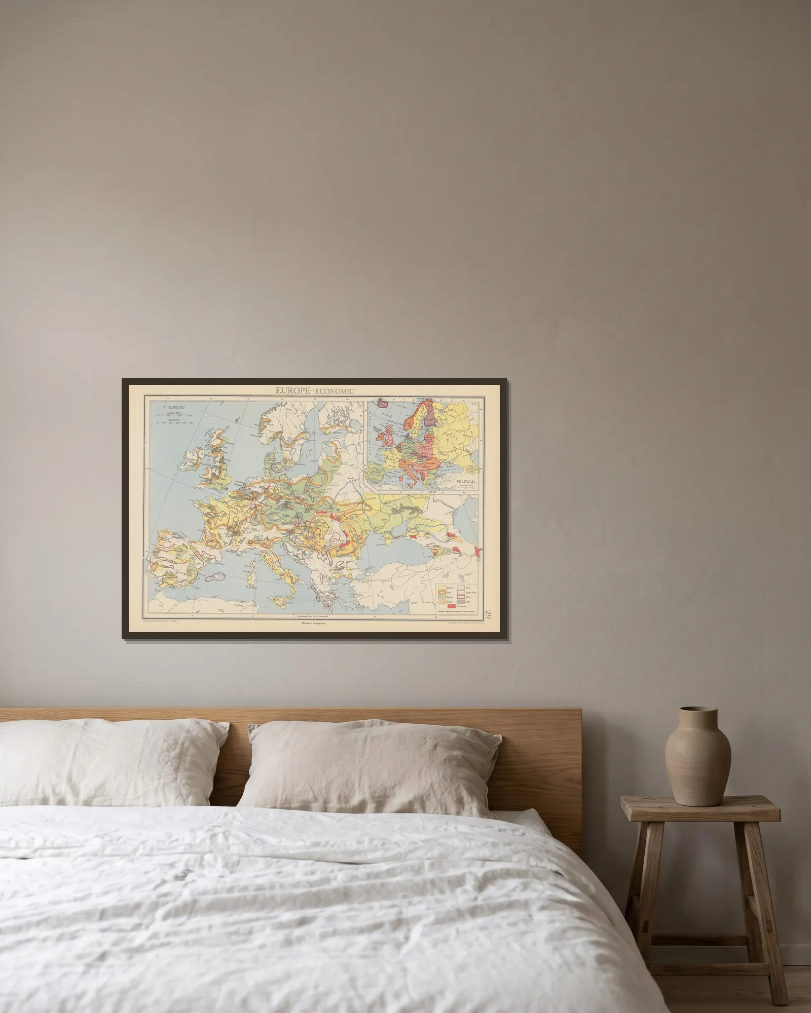 Europe, Economic av John George Bartholomew inramad på en vägg