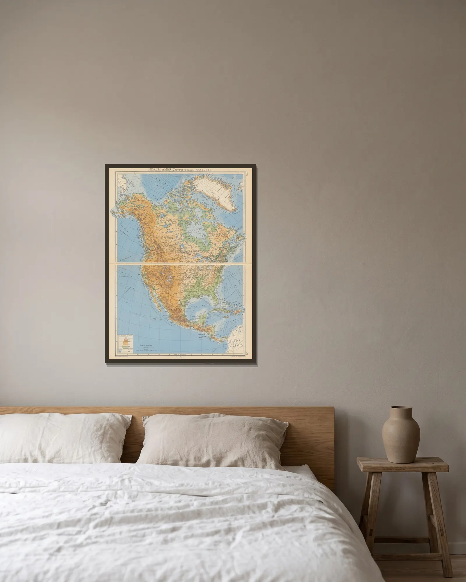 North America – Physical Features av John George Bartholomew inramad på en vägg