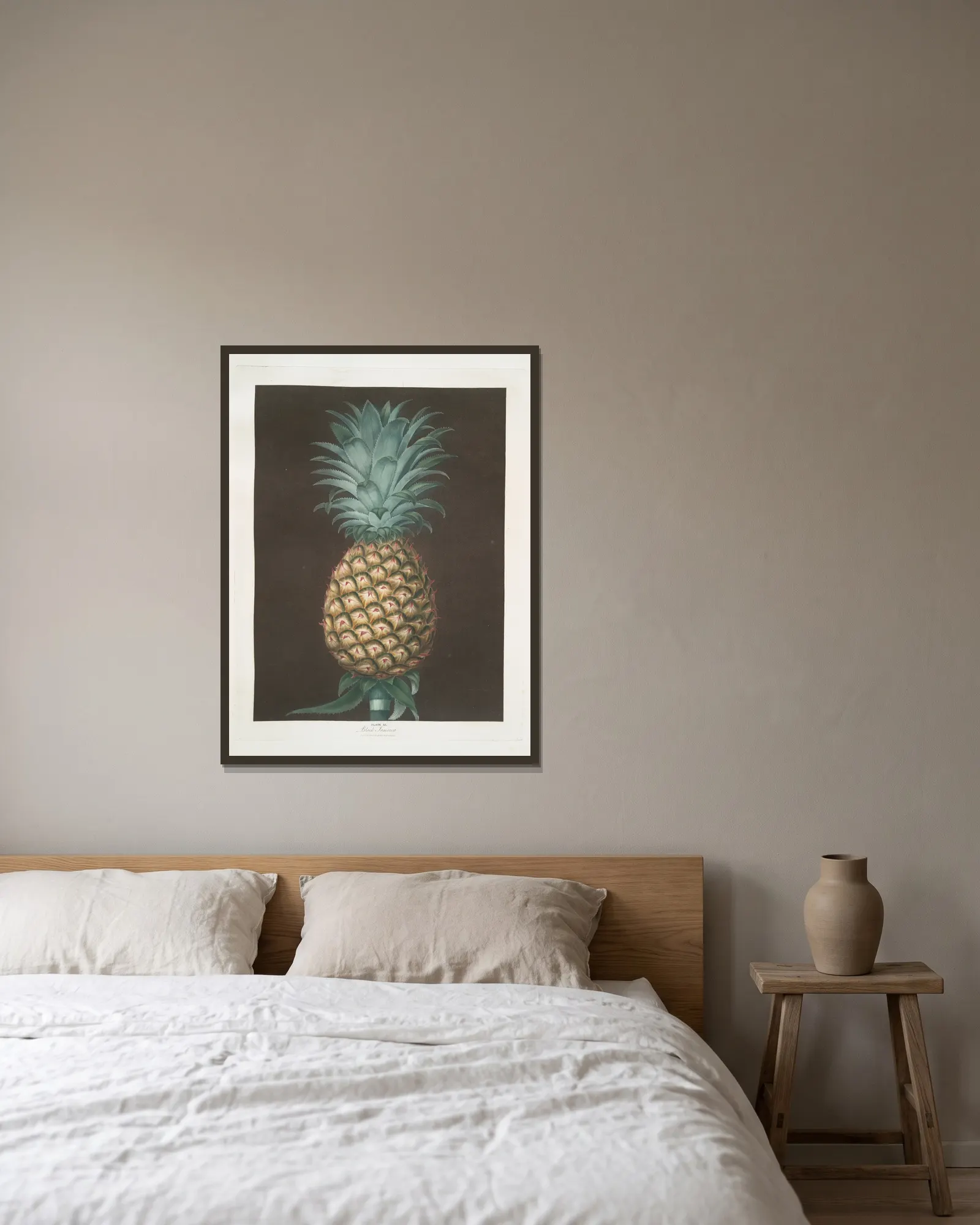 Black Jamaica (Pineapple). av George Brookshaw inramad på en vägg