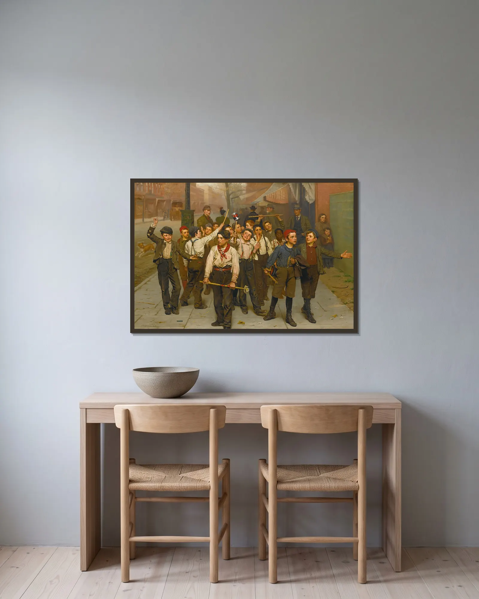 Our Gang av John George Brown inramad på en vägg