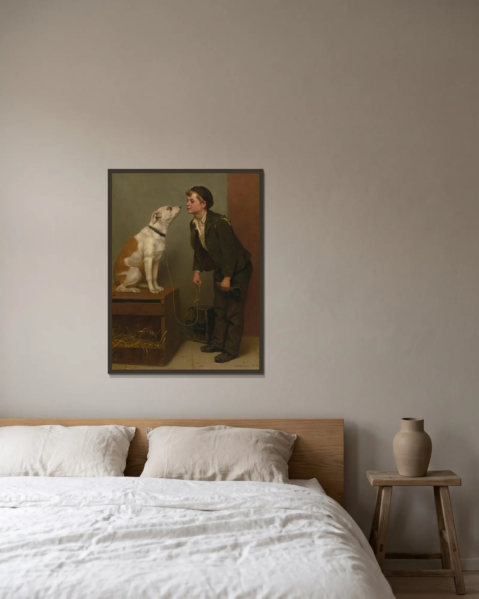 Who Do You Love av John George Brown inramad på en vägg