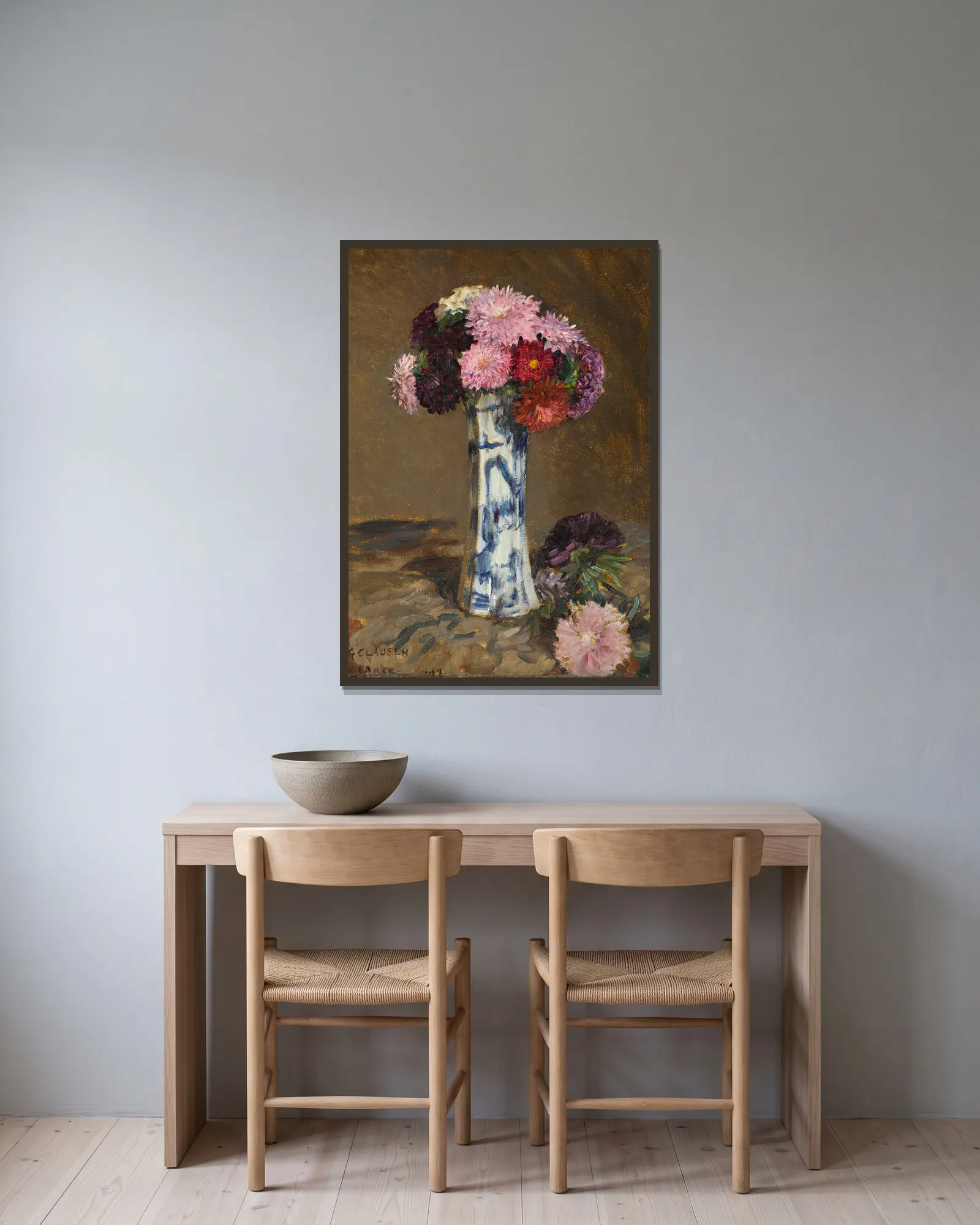 Asters av Sir George Clausen inramad på en vägg