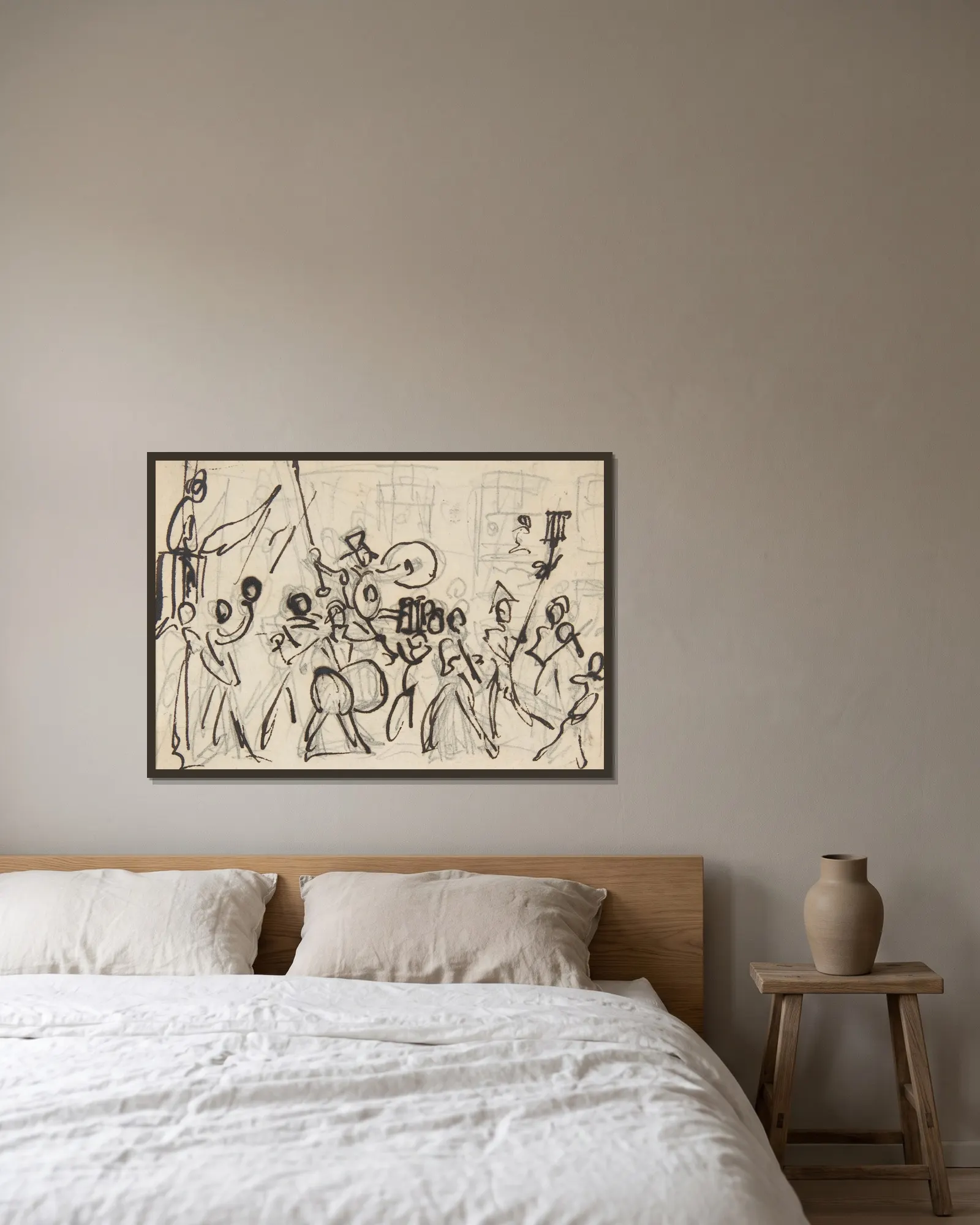 A Parade av George Cruikshank inramad på en vägg