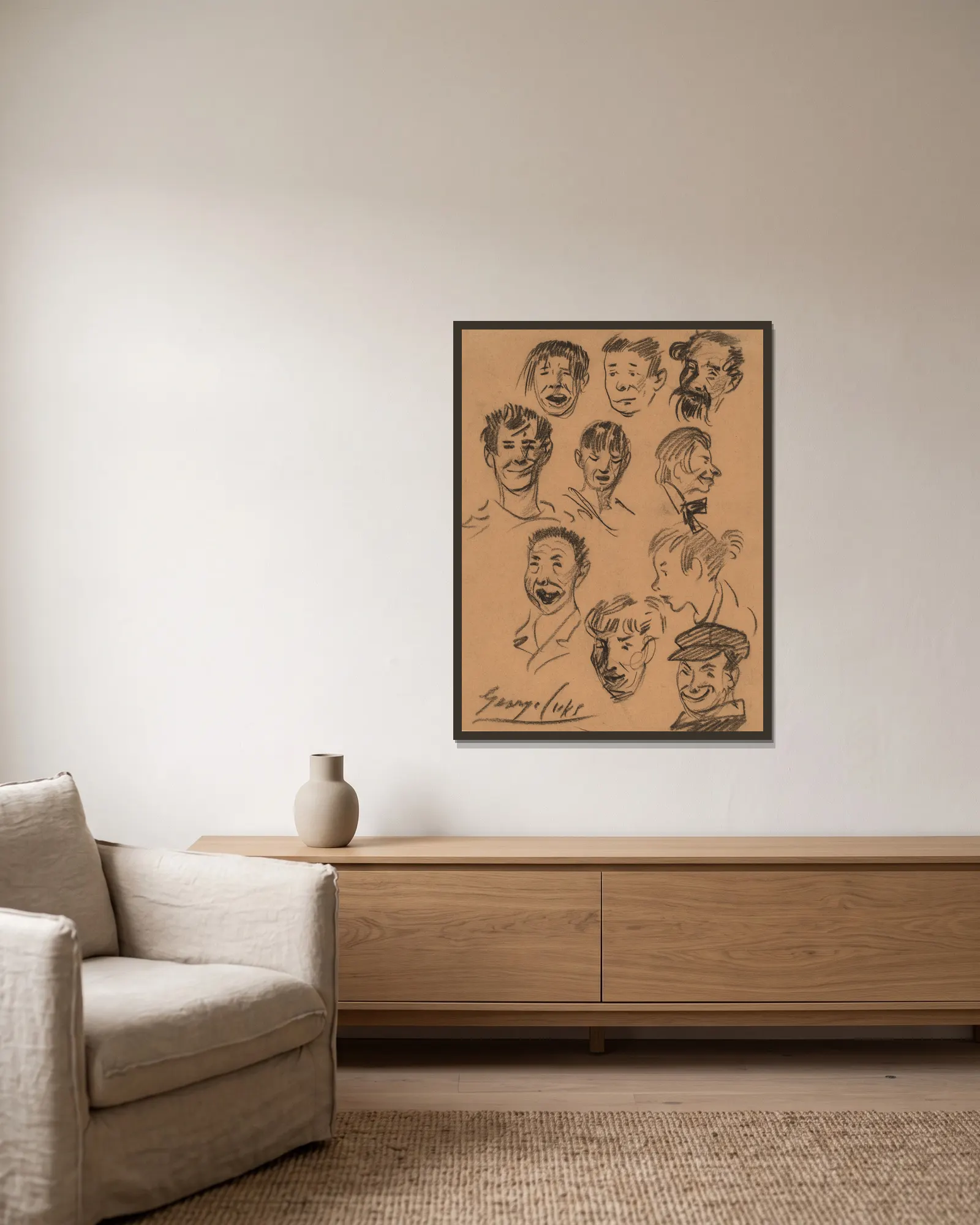 Ten Heads av George Luks inramad på en vägg