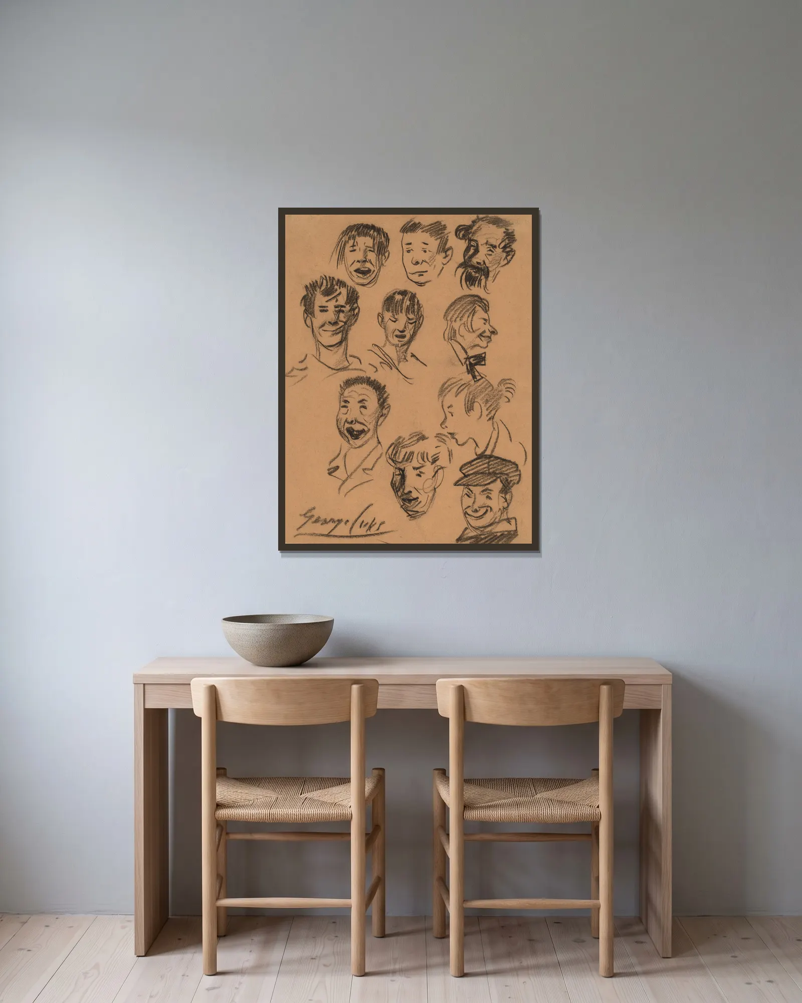Ten Heads av George Luks inramad på en vägg