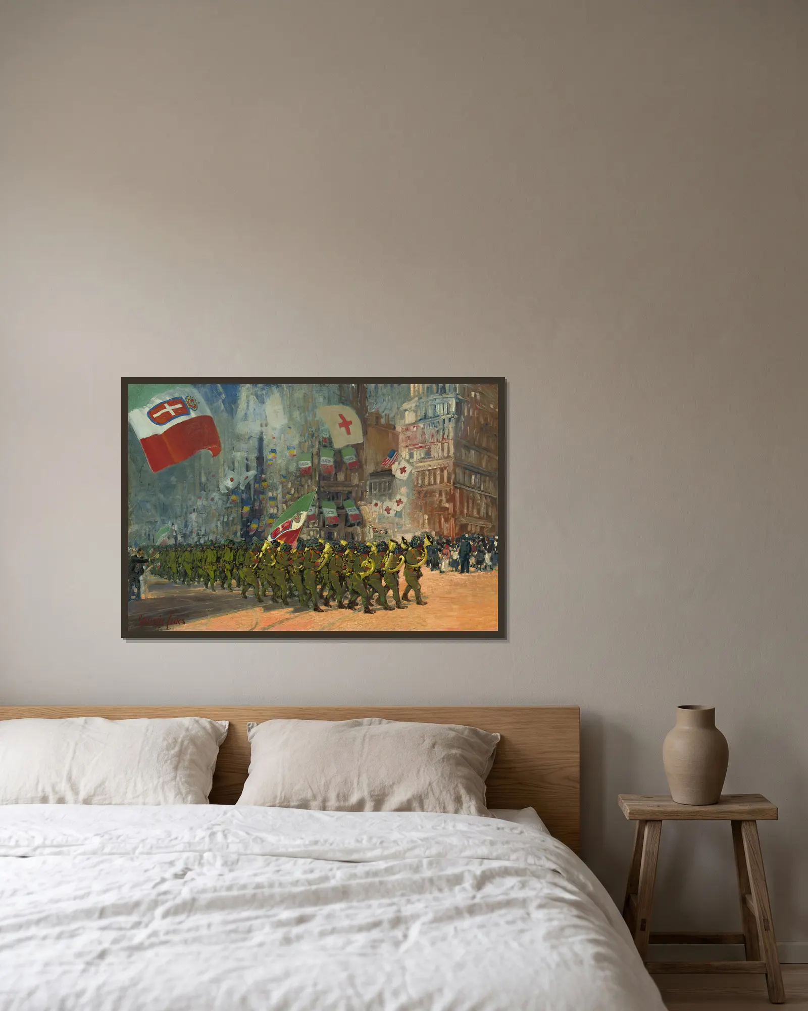 The Bersaglieri av George Luks inramad på en vägg