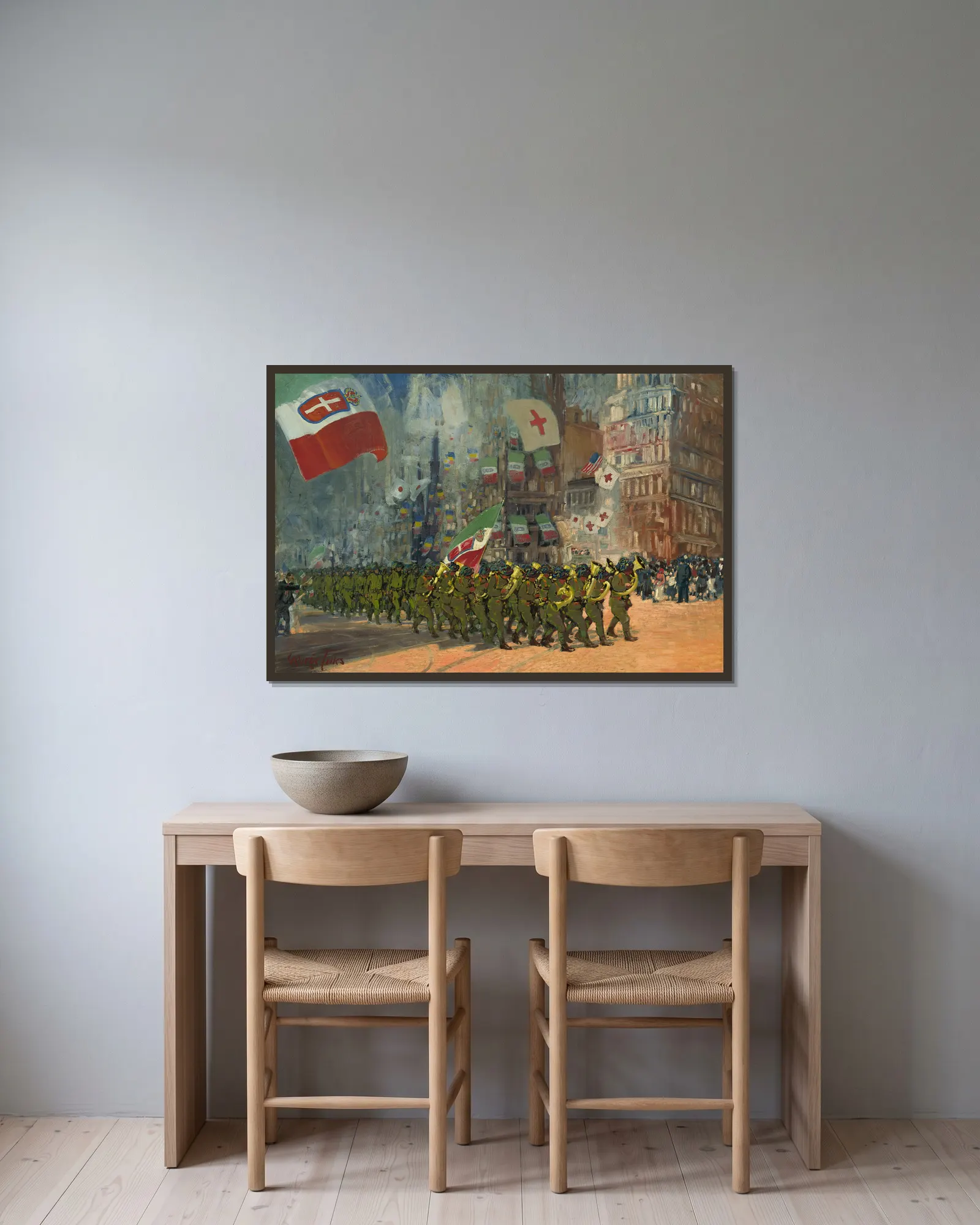 The Bersaglieri av George Luks inramad på en vägg