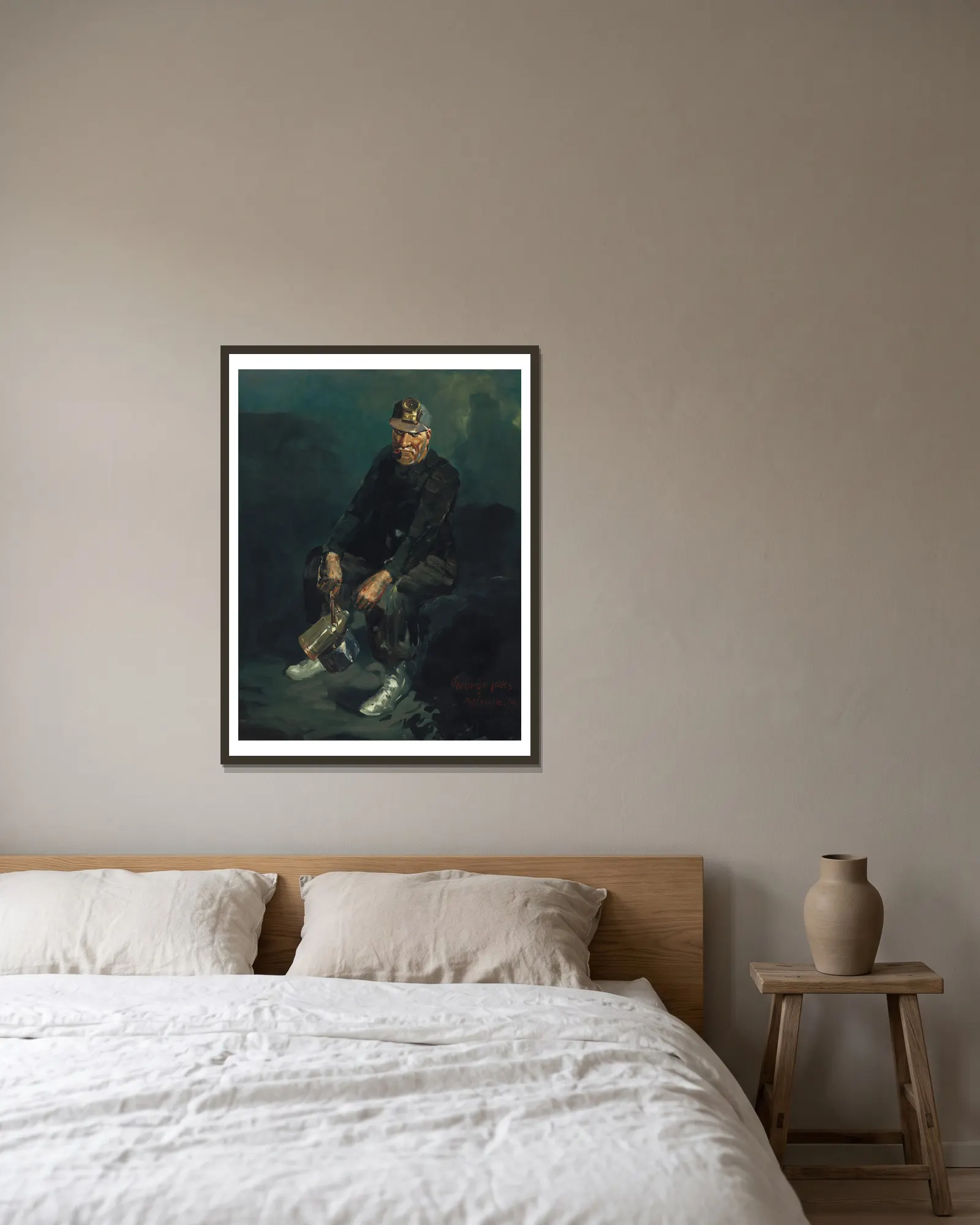 The Fire Boss av George Luks inramad på en vägg