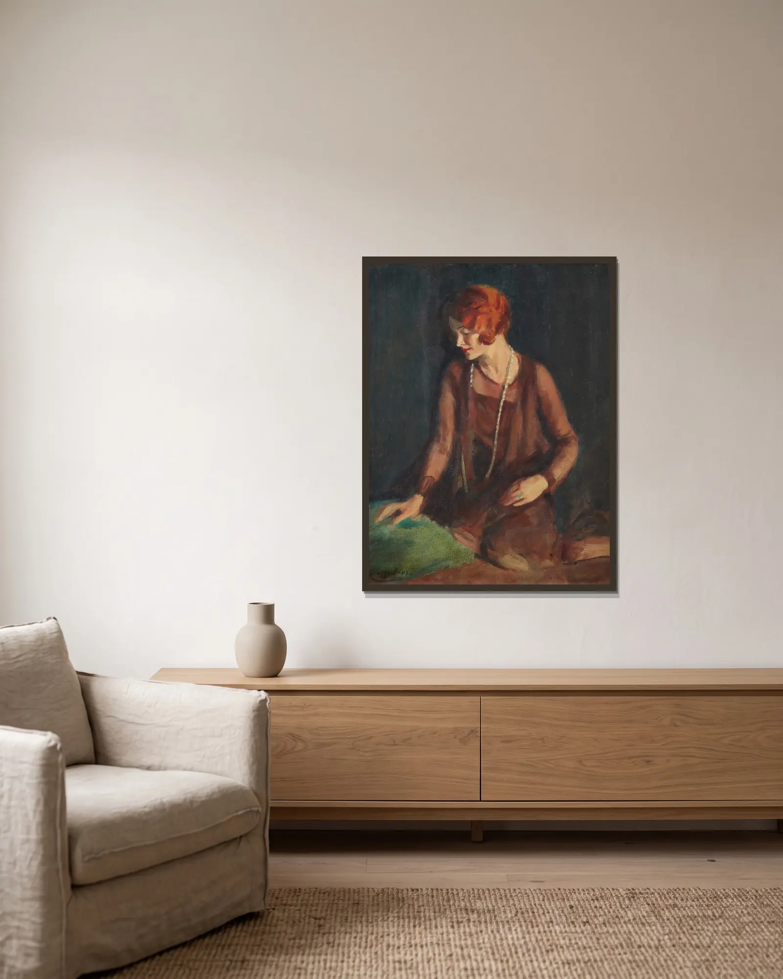 The Redhead av George Luks inramad på en vägg
