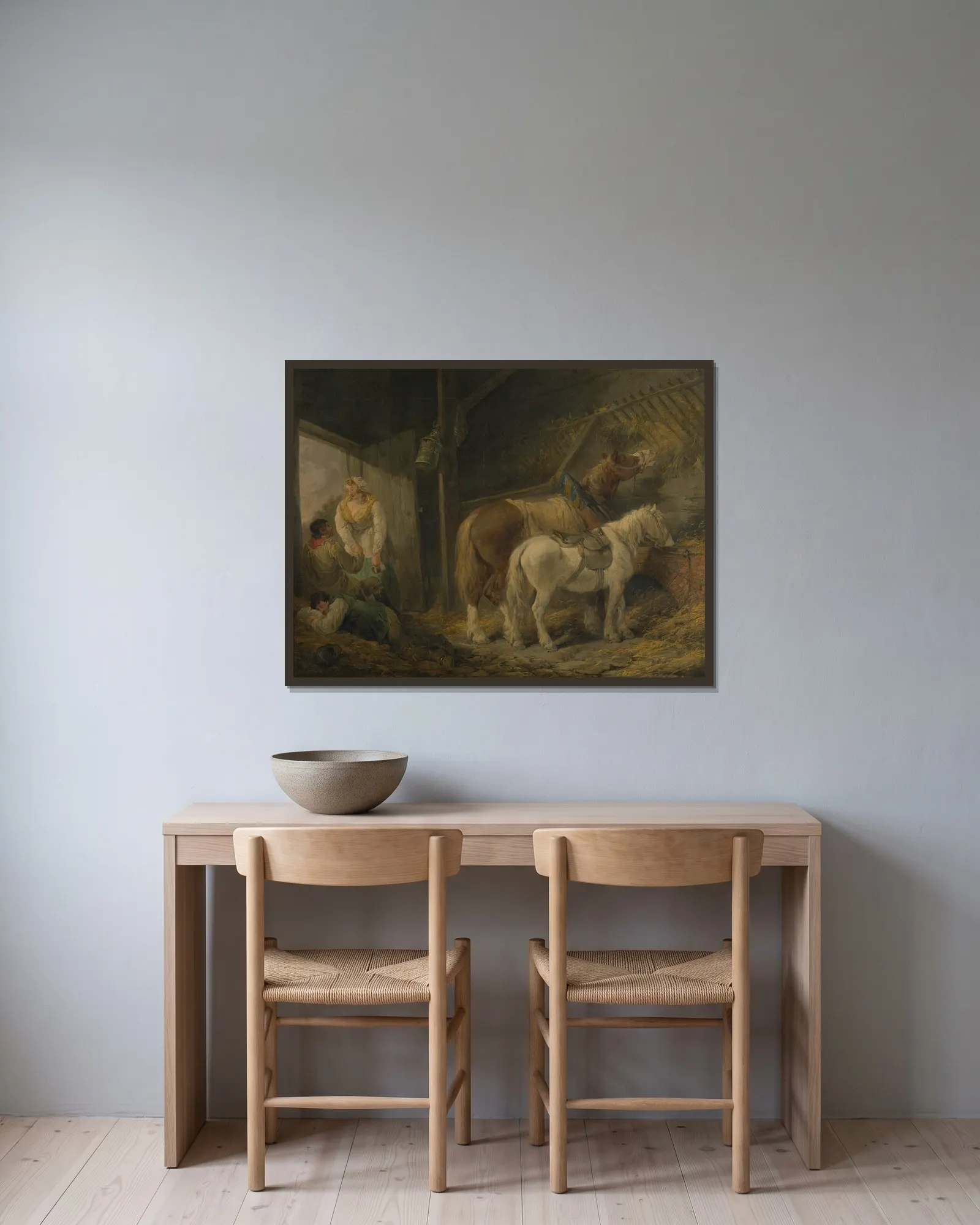 A carrier’s stable av George Morland inramad på en vägg