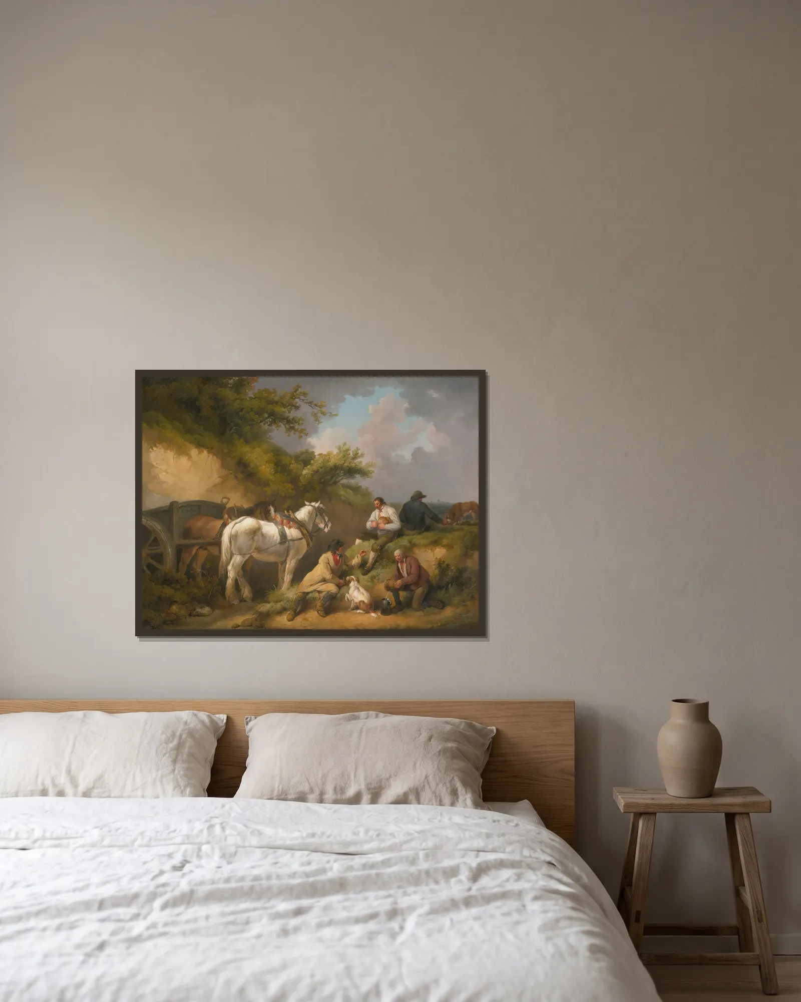 The labourer’s rest av George Morland inramad på en vägg