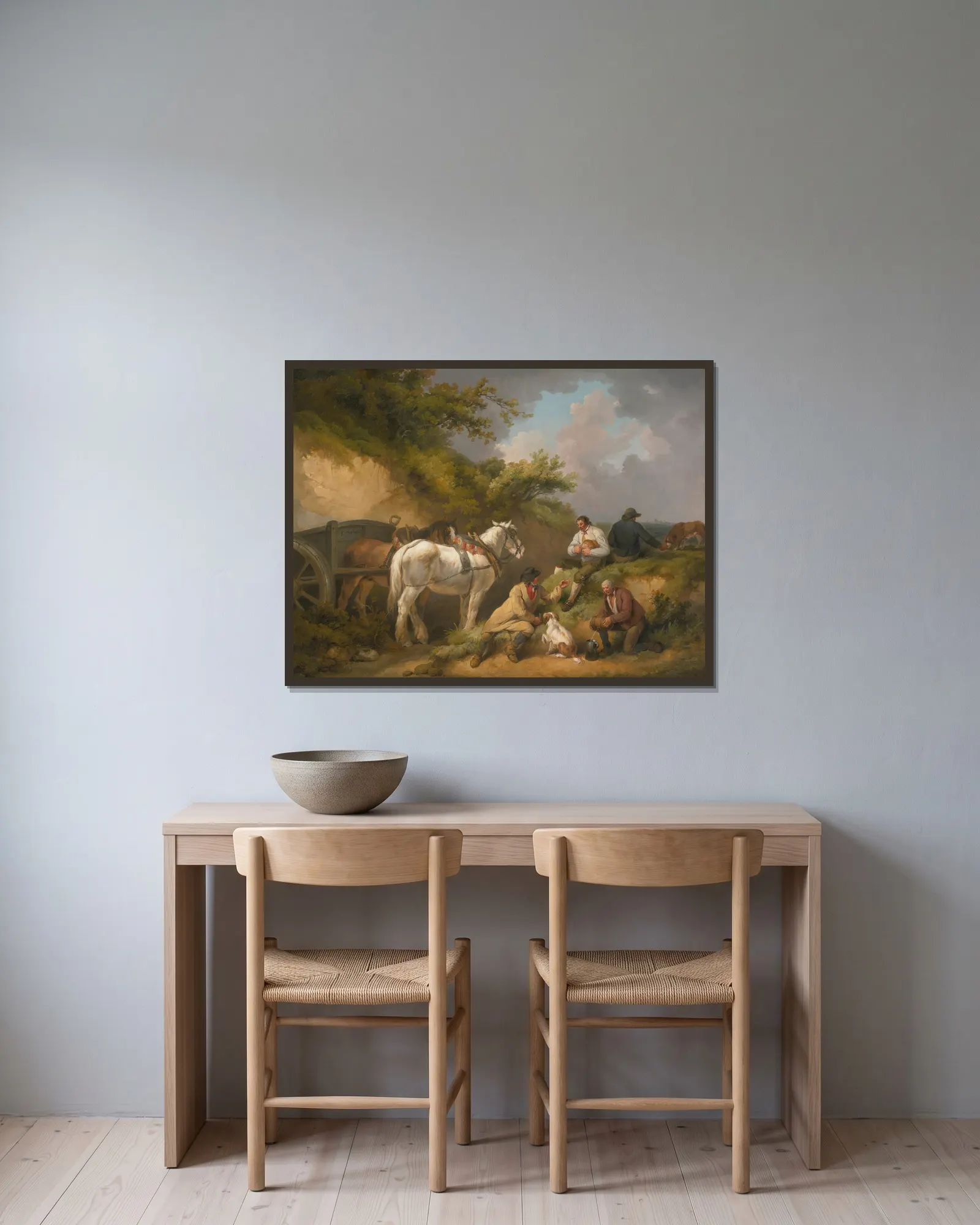 The labourer’s rest av George Morland inramad på en vägg