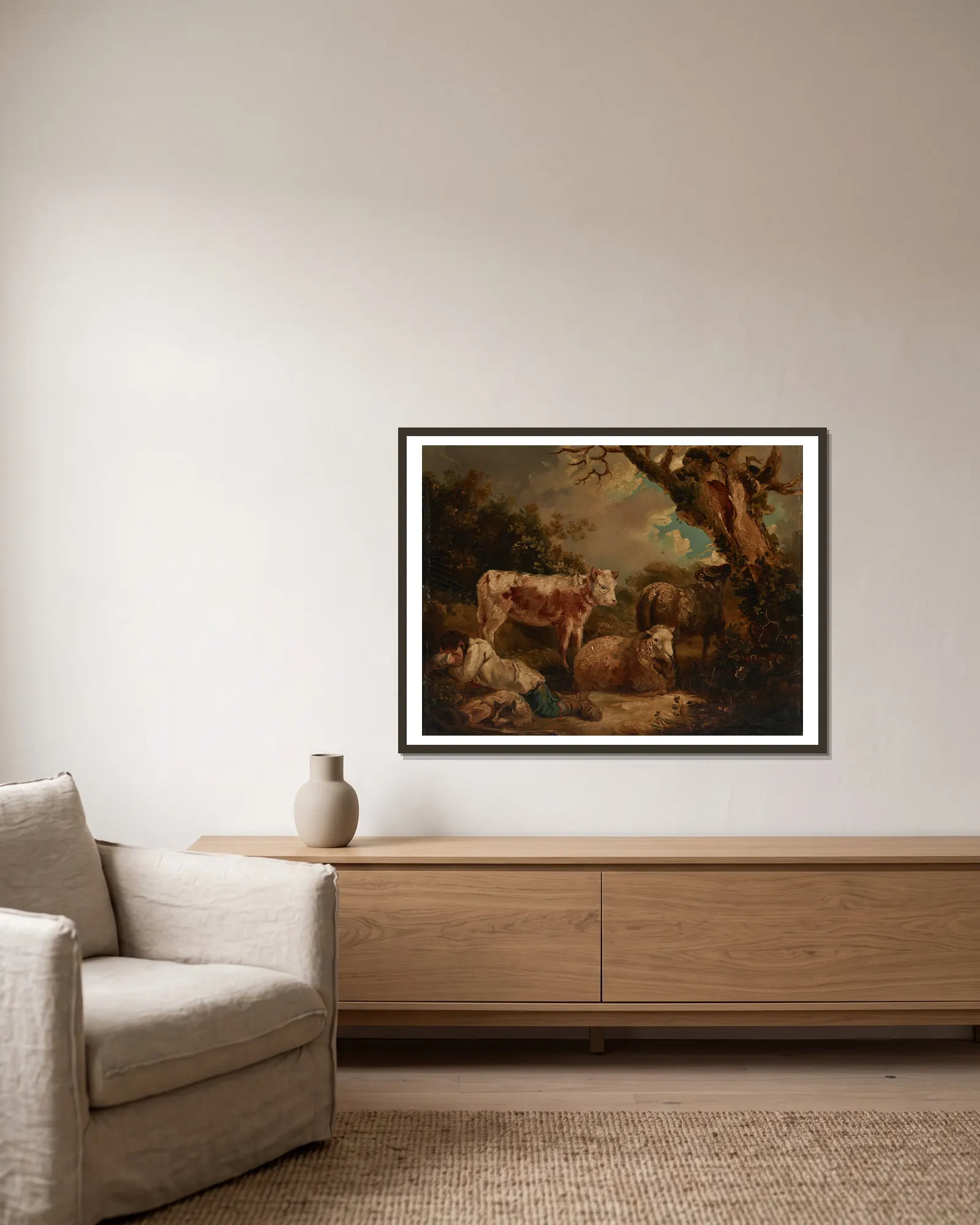 The Shepherd’s Rest av George Morland inramad på en vägg