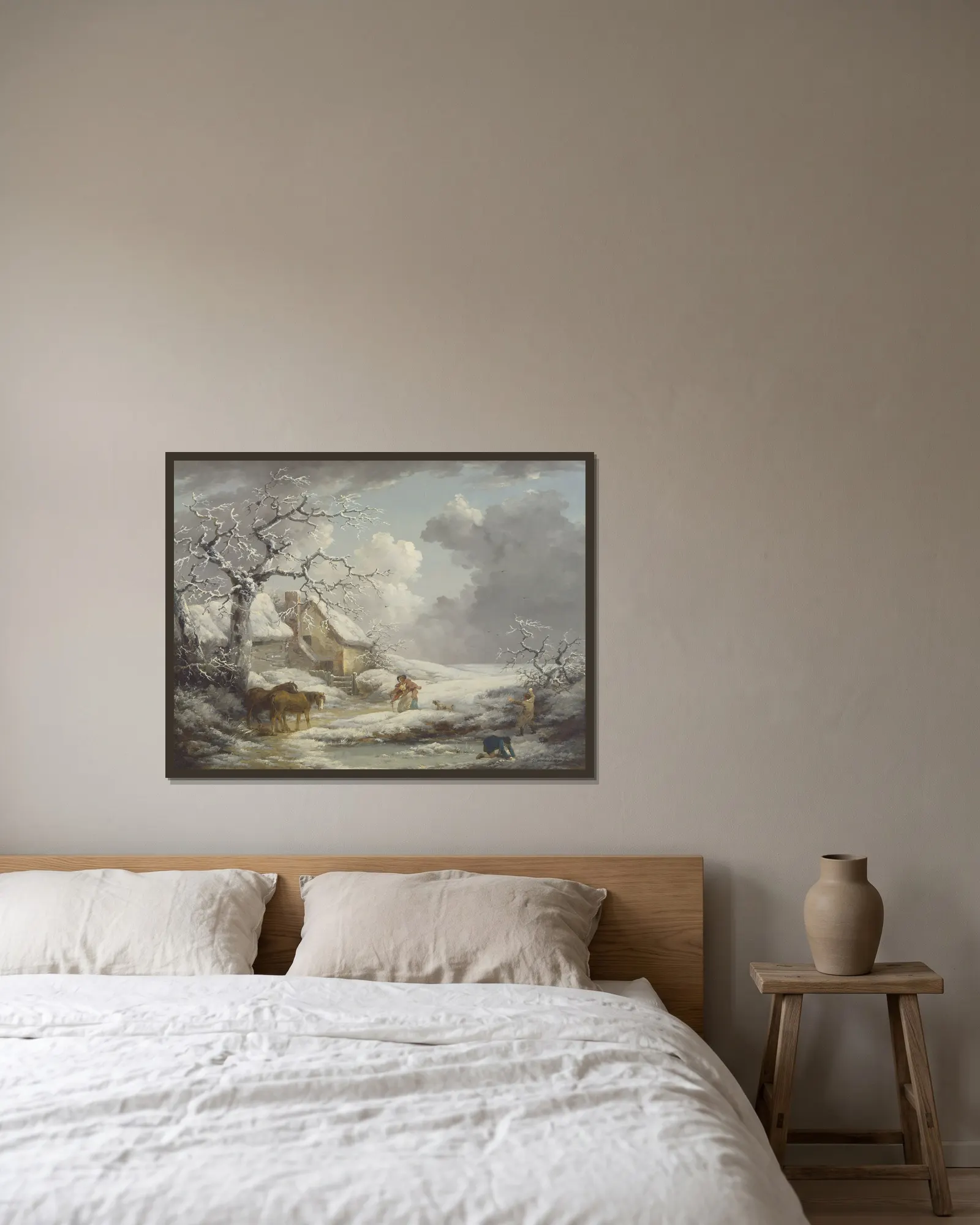 Winter Landscape av George Morland inramad på en vägg