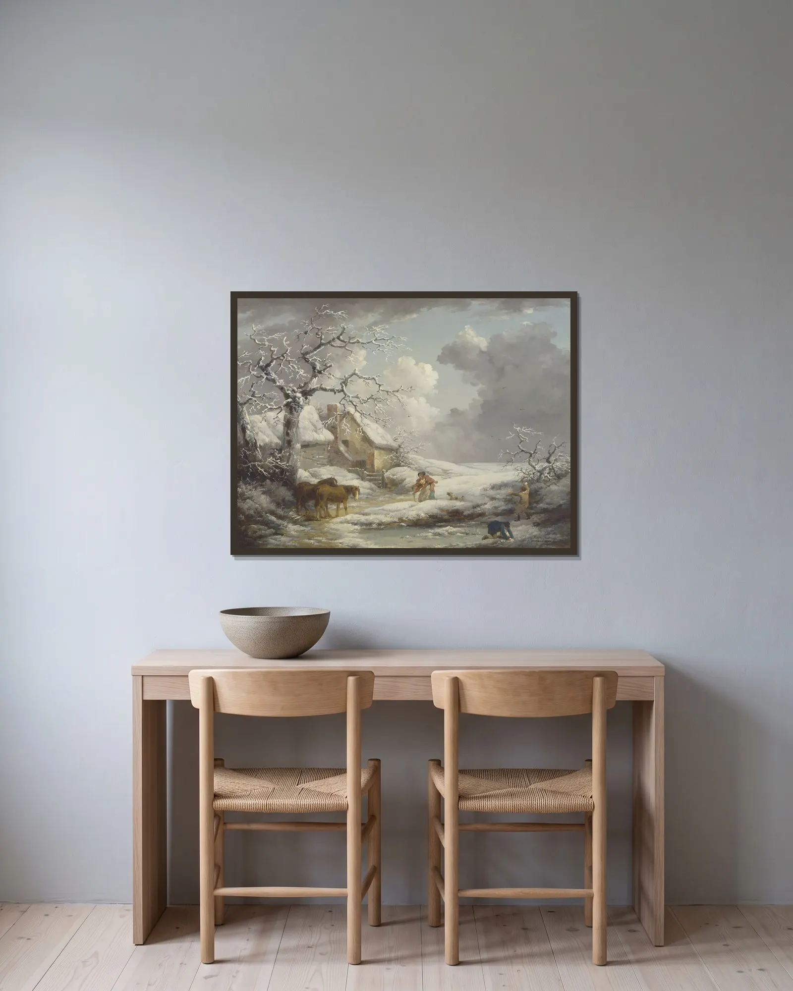 Winter Landscape av George Morland inramad på en vägg